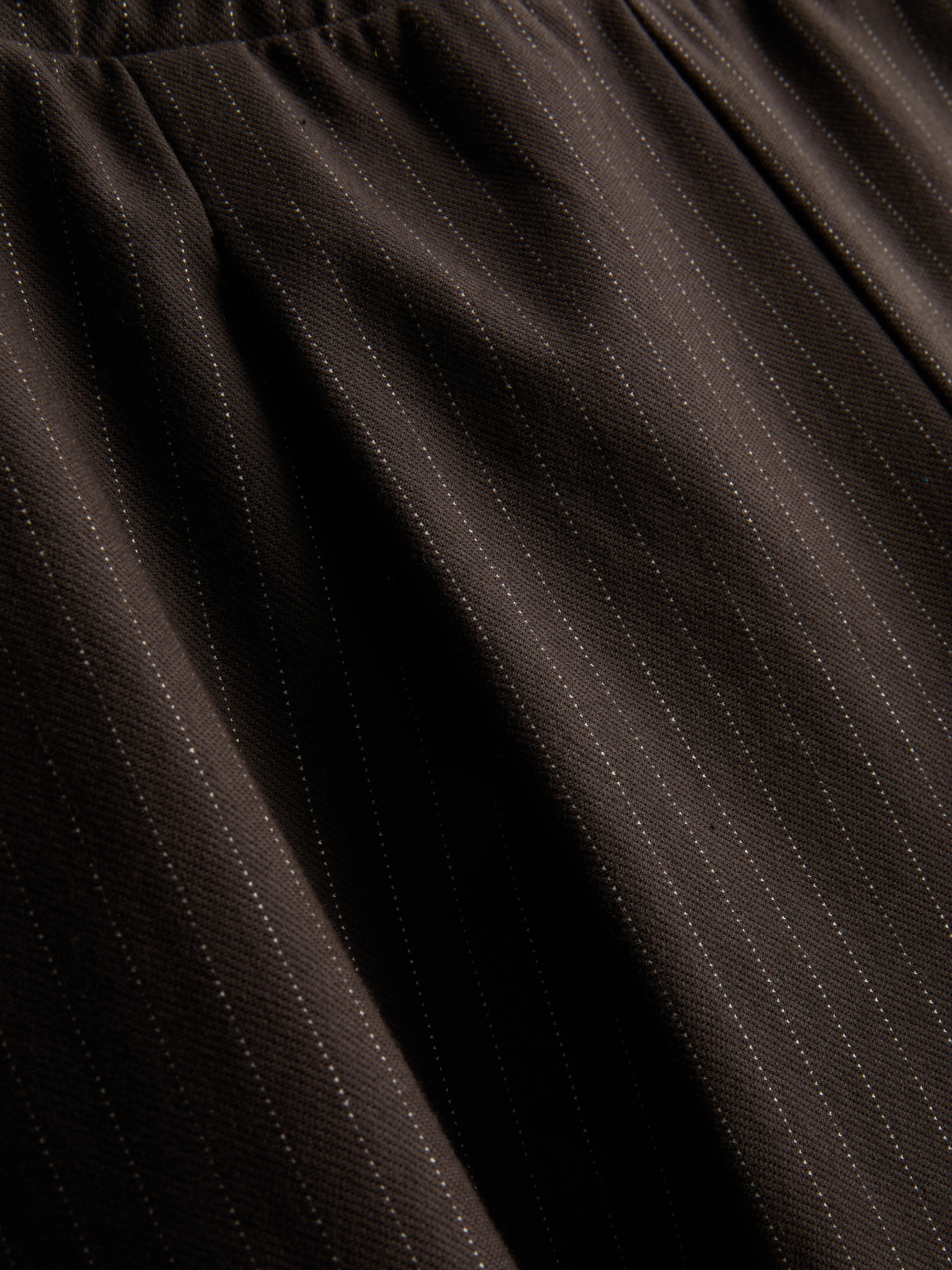 Women's Chocolate Pinstripe Barrel-Leg Pants