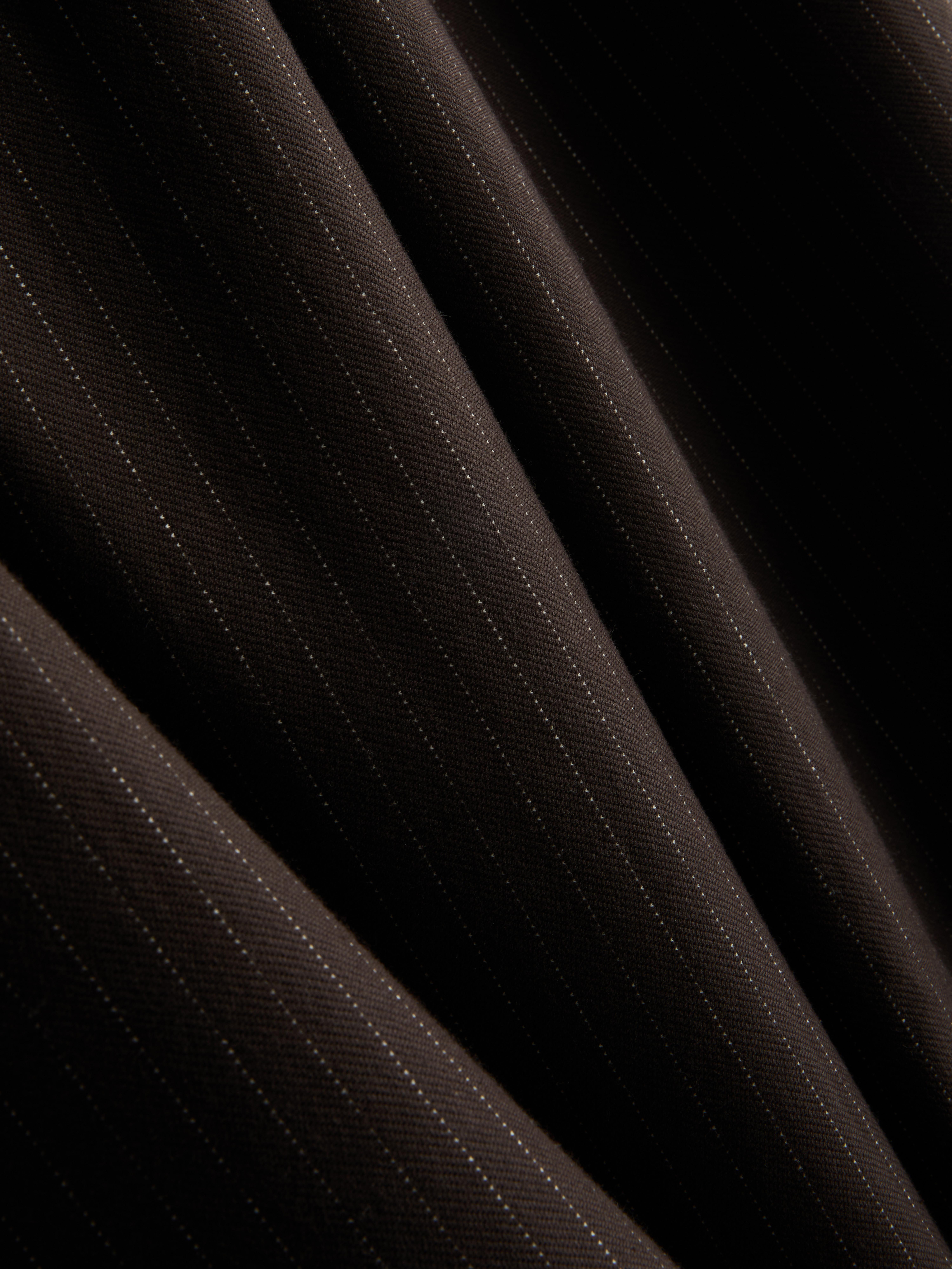 Women's Chocolate Pinstripe Barrel-Leg Pants