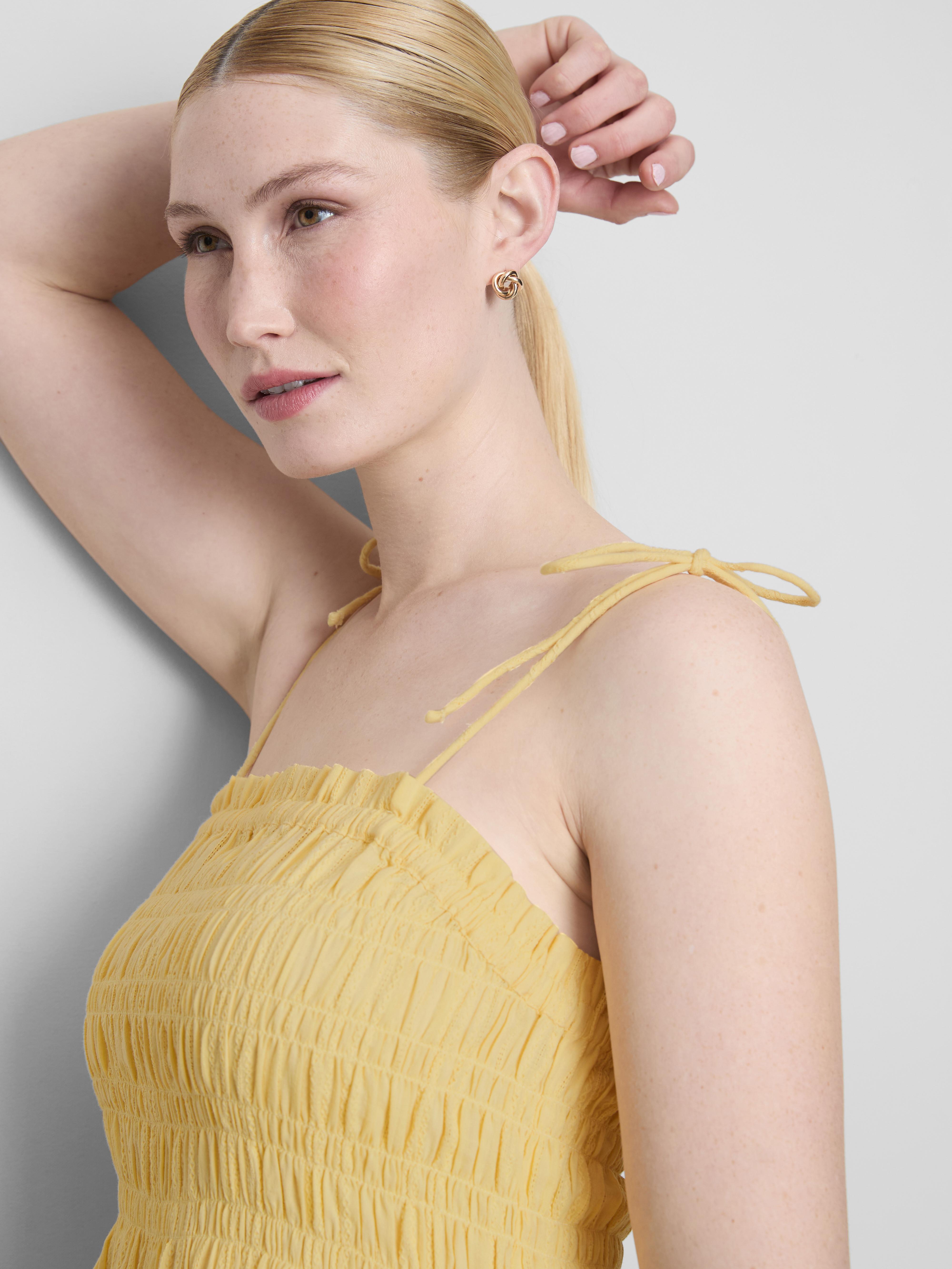 Cotton Shirred Bodice Mini Dress