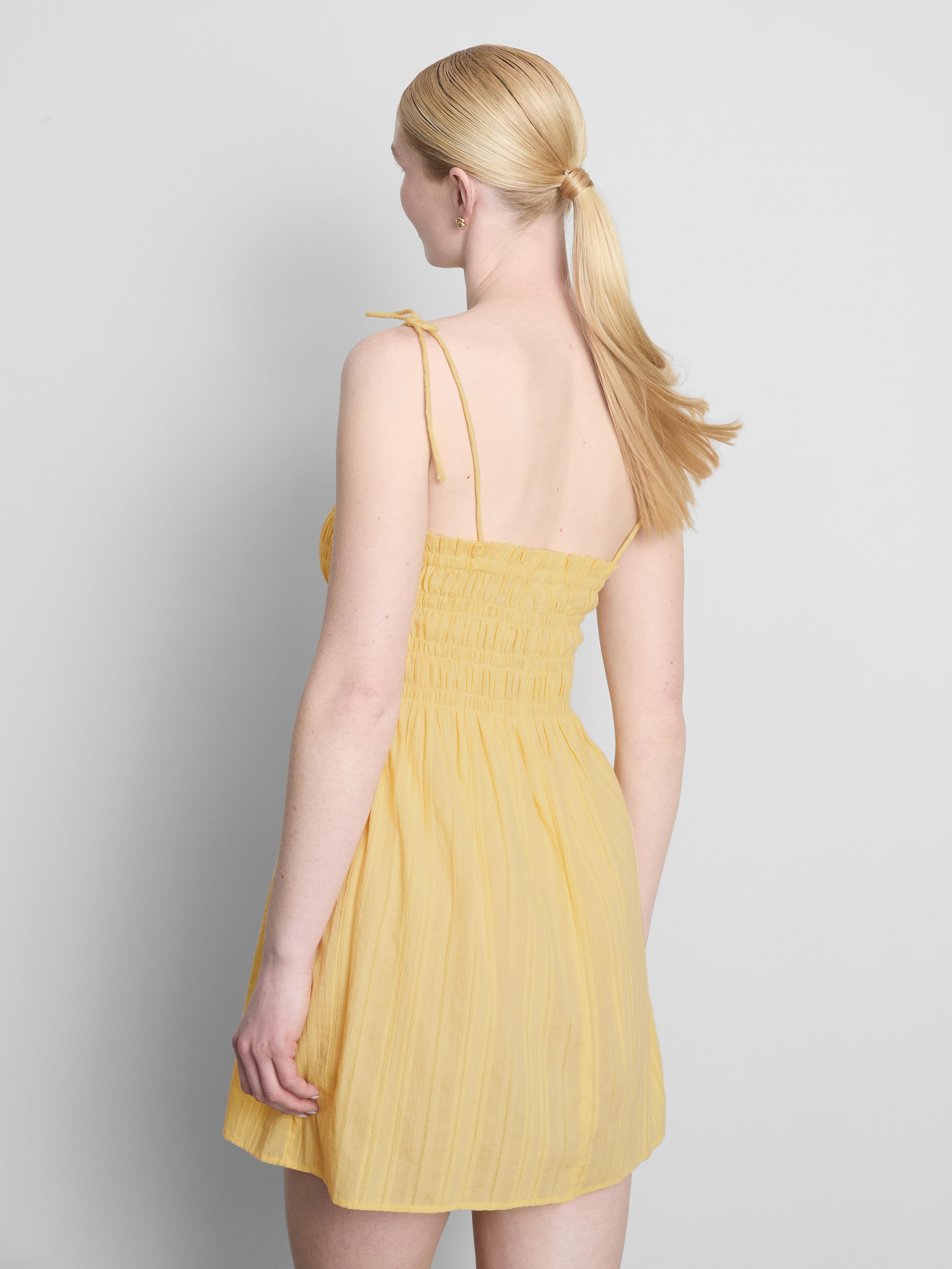 Vestido mini corpete franzido algodão