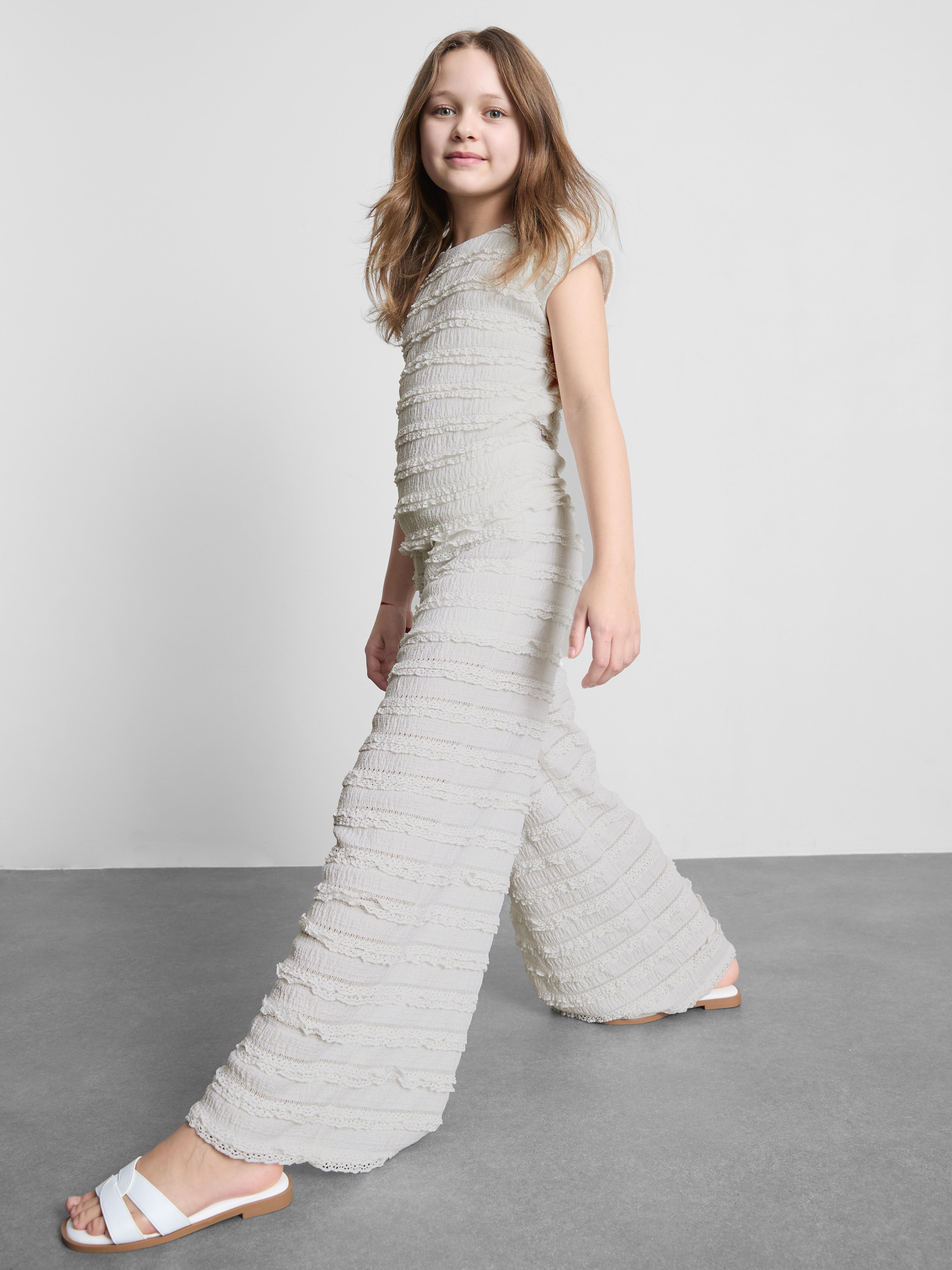7-15yrs | Textured Wide Leg Trousers