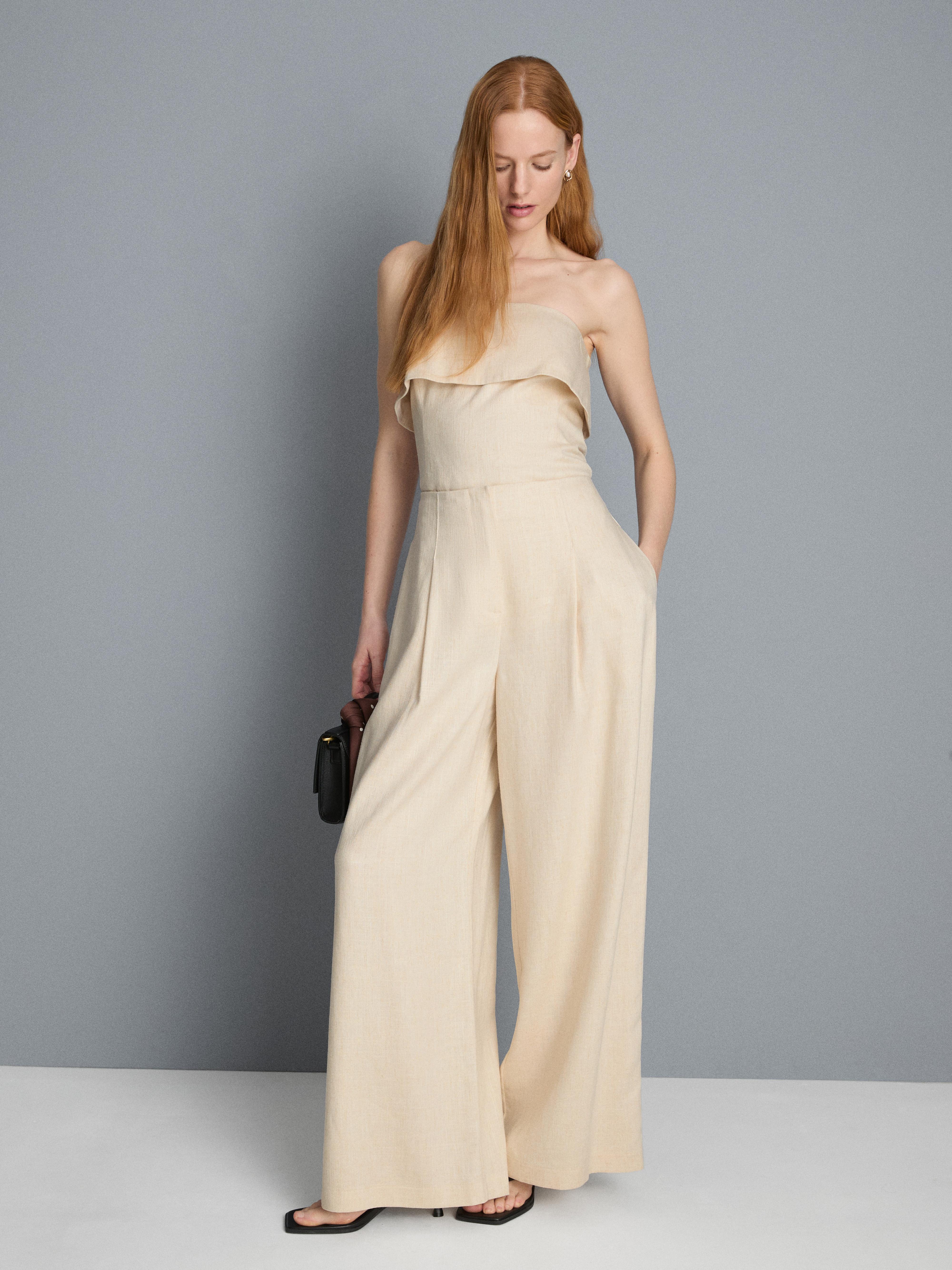 Texturované plisované kalhoty se širokými nohavicemi