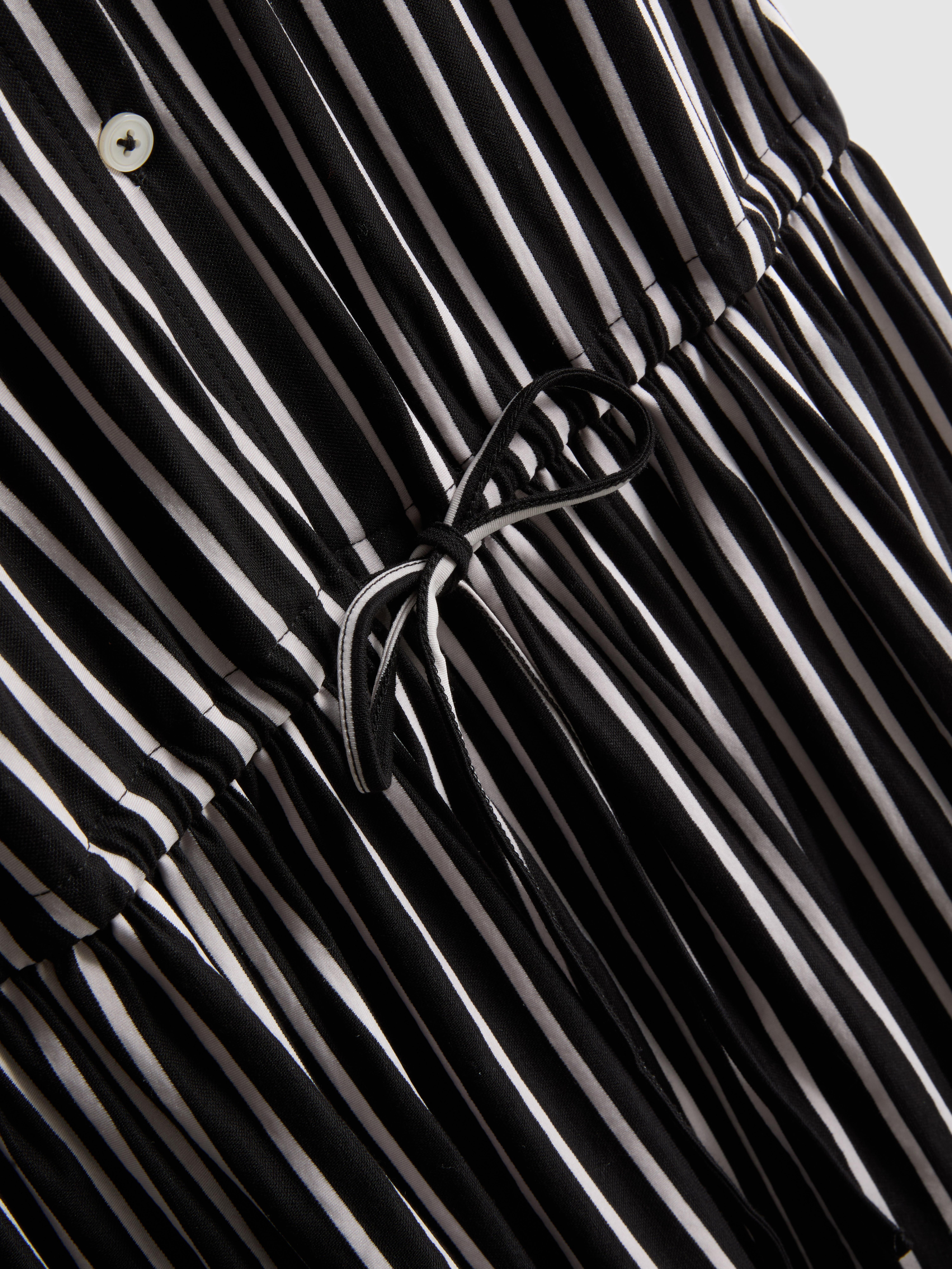 Tiered Stripe Mini Shirt Dress