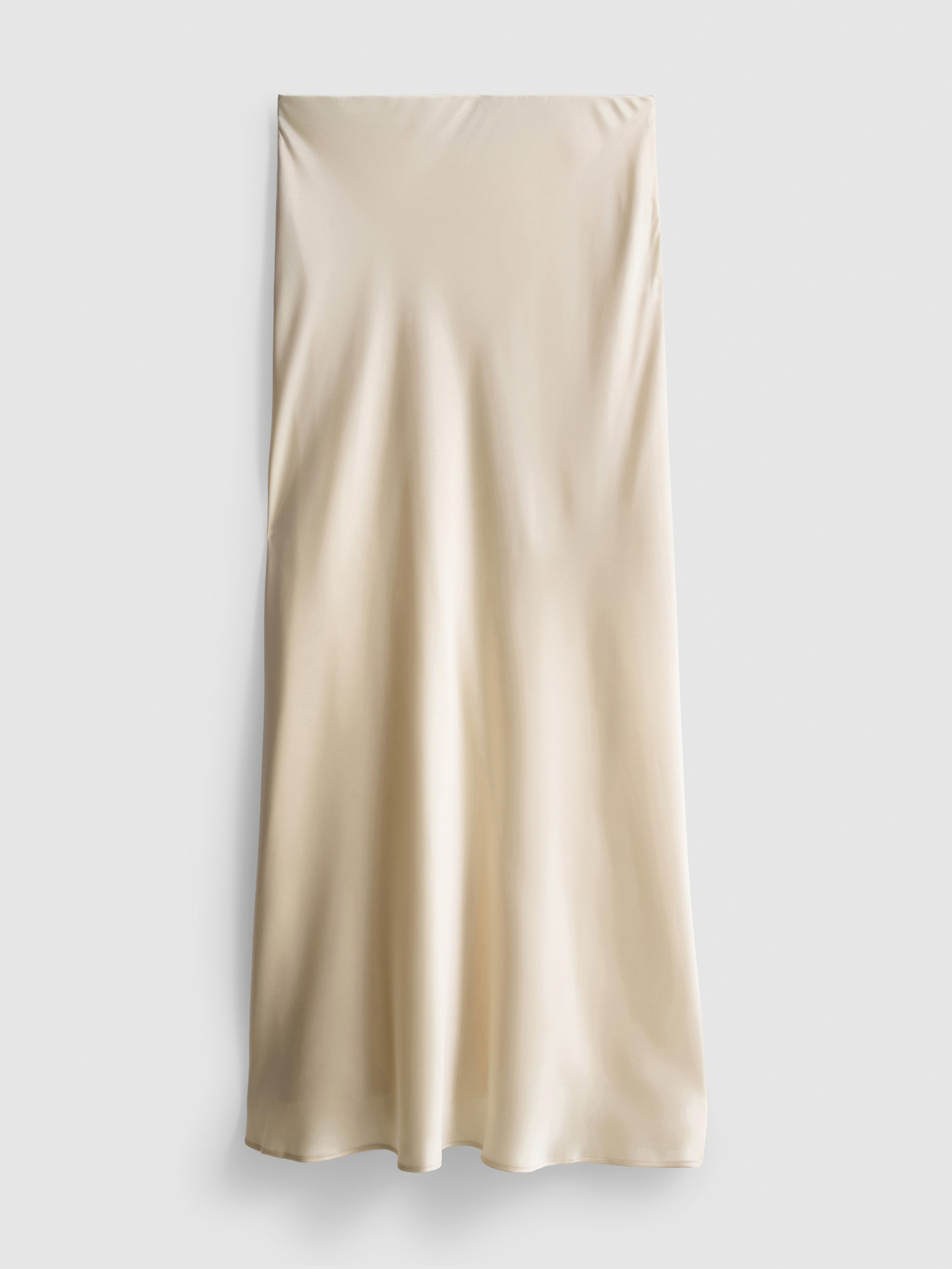 Satin Circle-Cut Midi Skirt