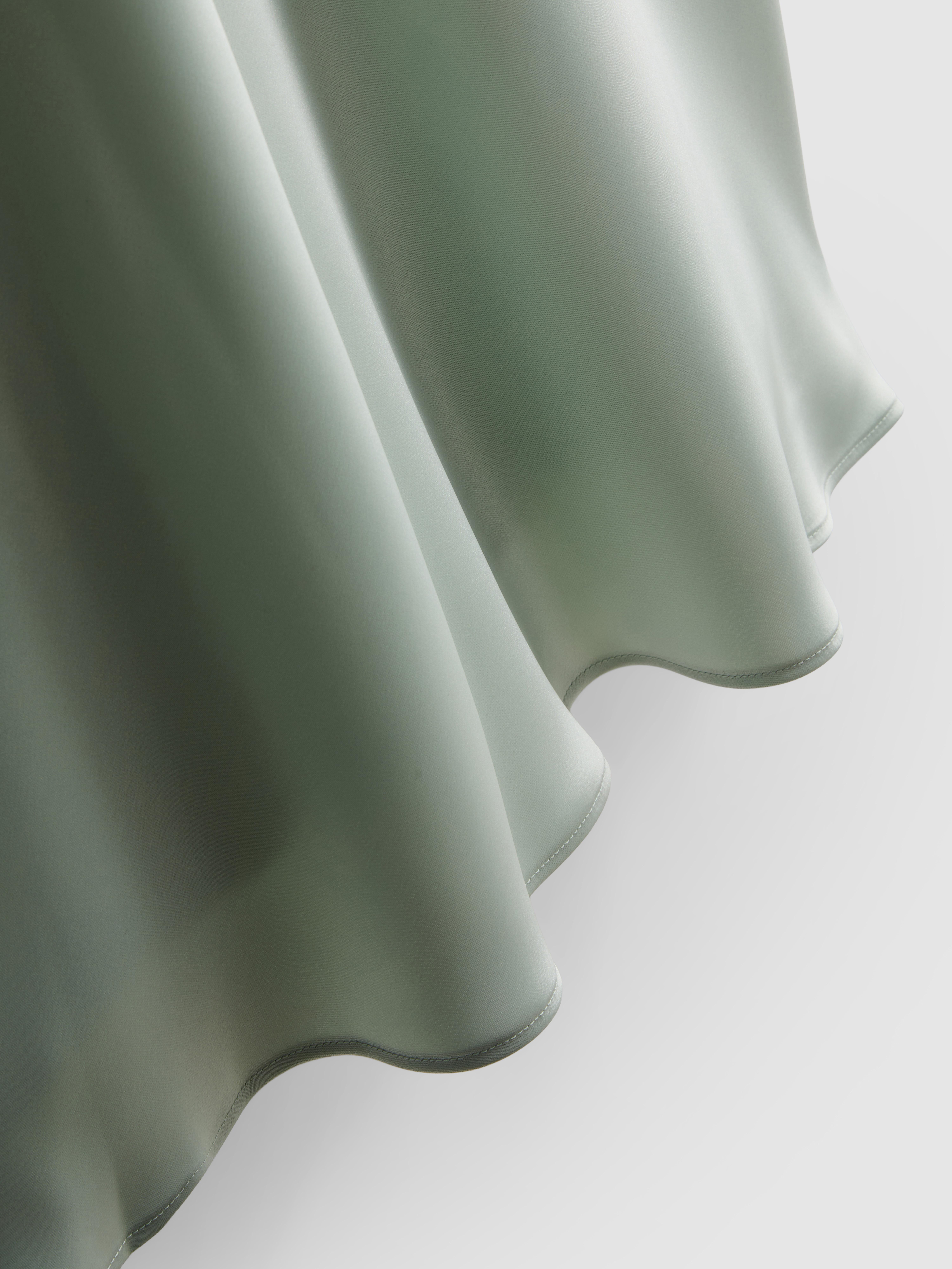 Satin Circle-Cut Midi Skirt
