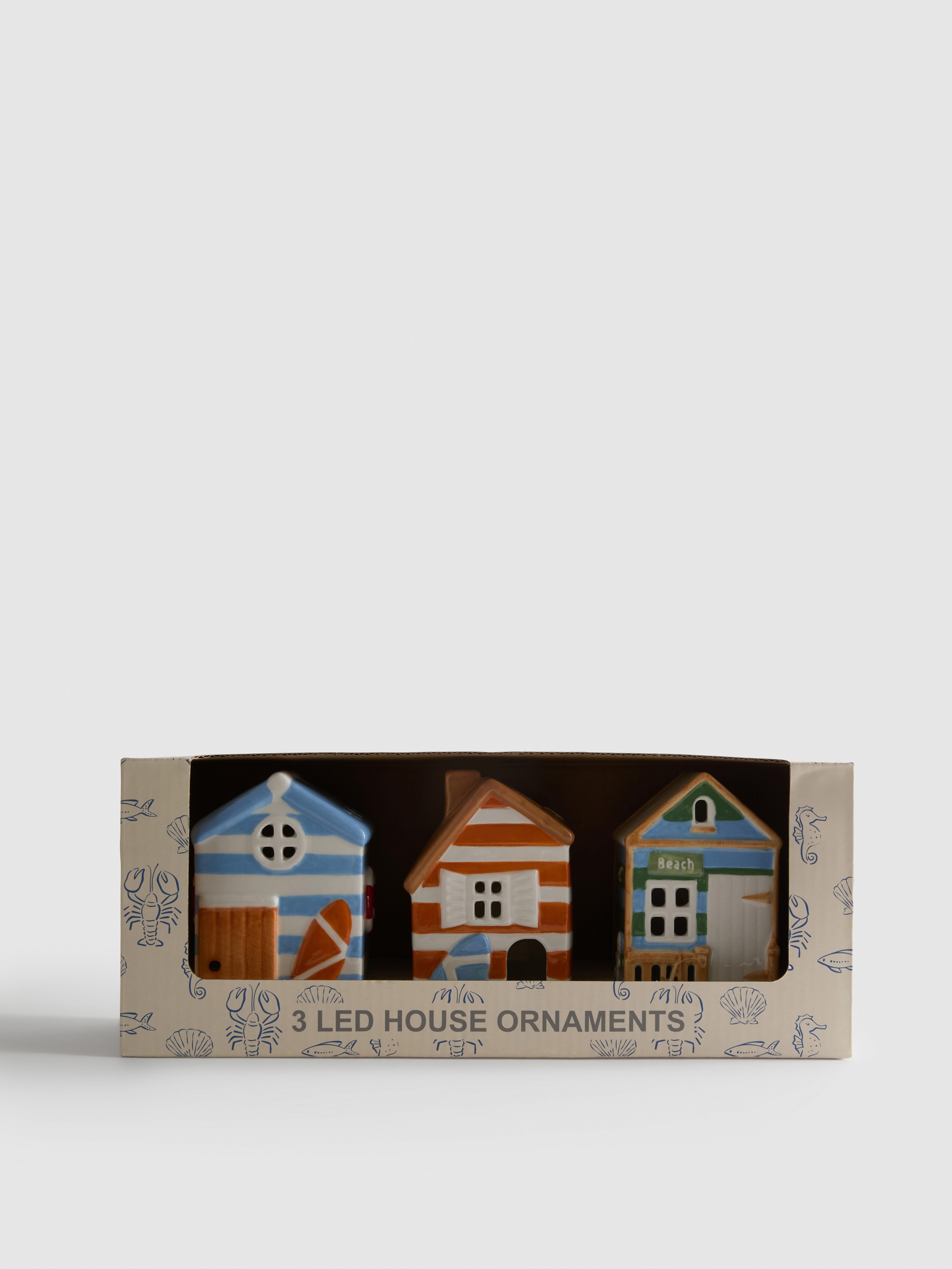 Decoratieve huisjes met ledverlichting, set van 3