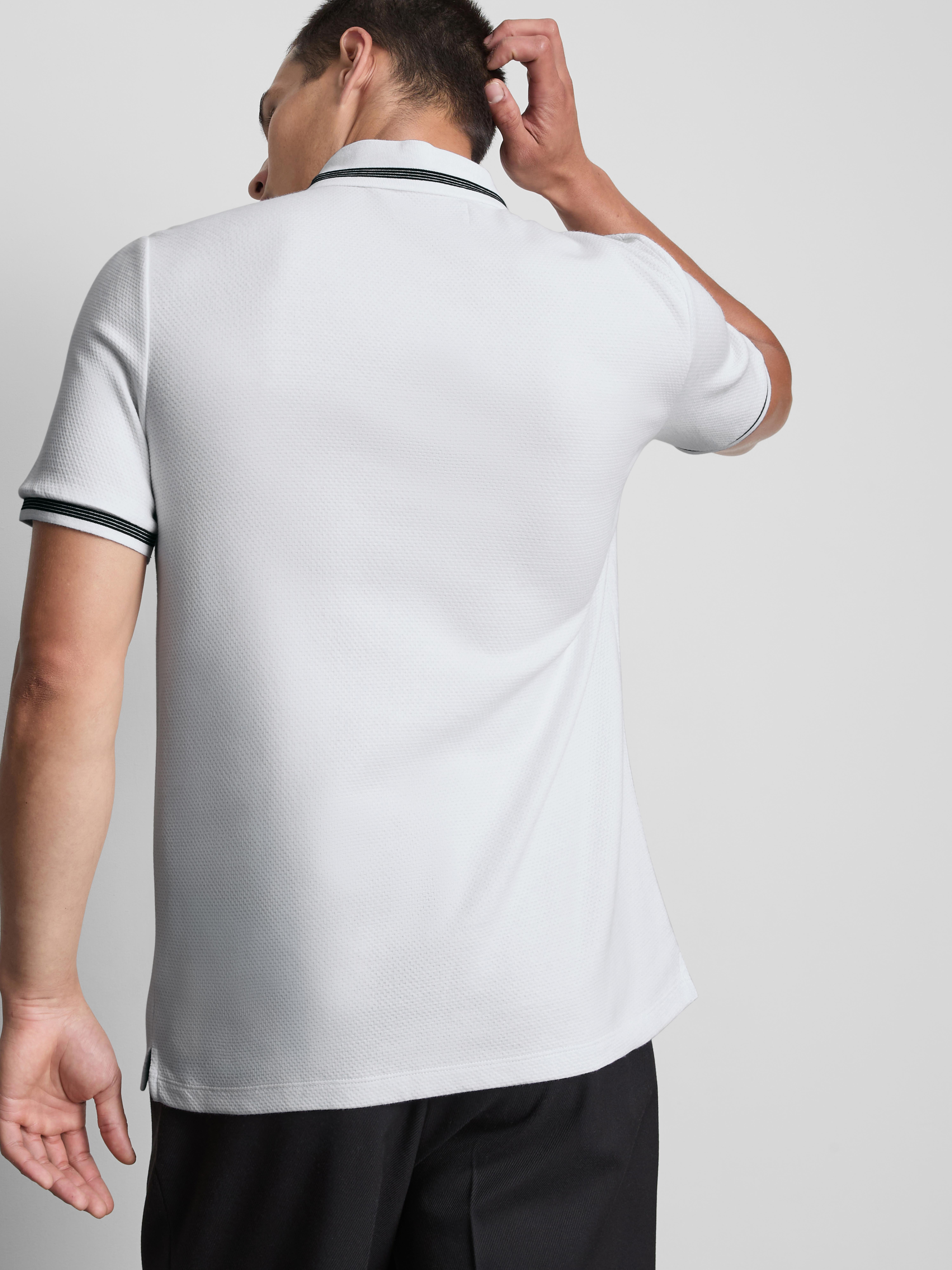 Textured Zip Neck Polo Shirt