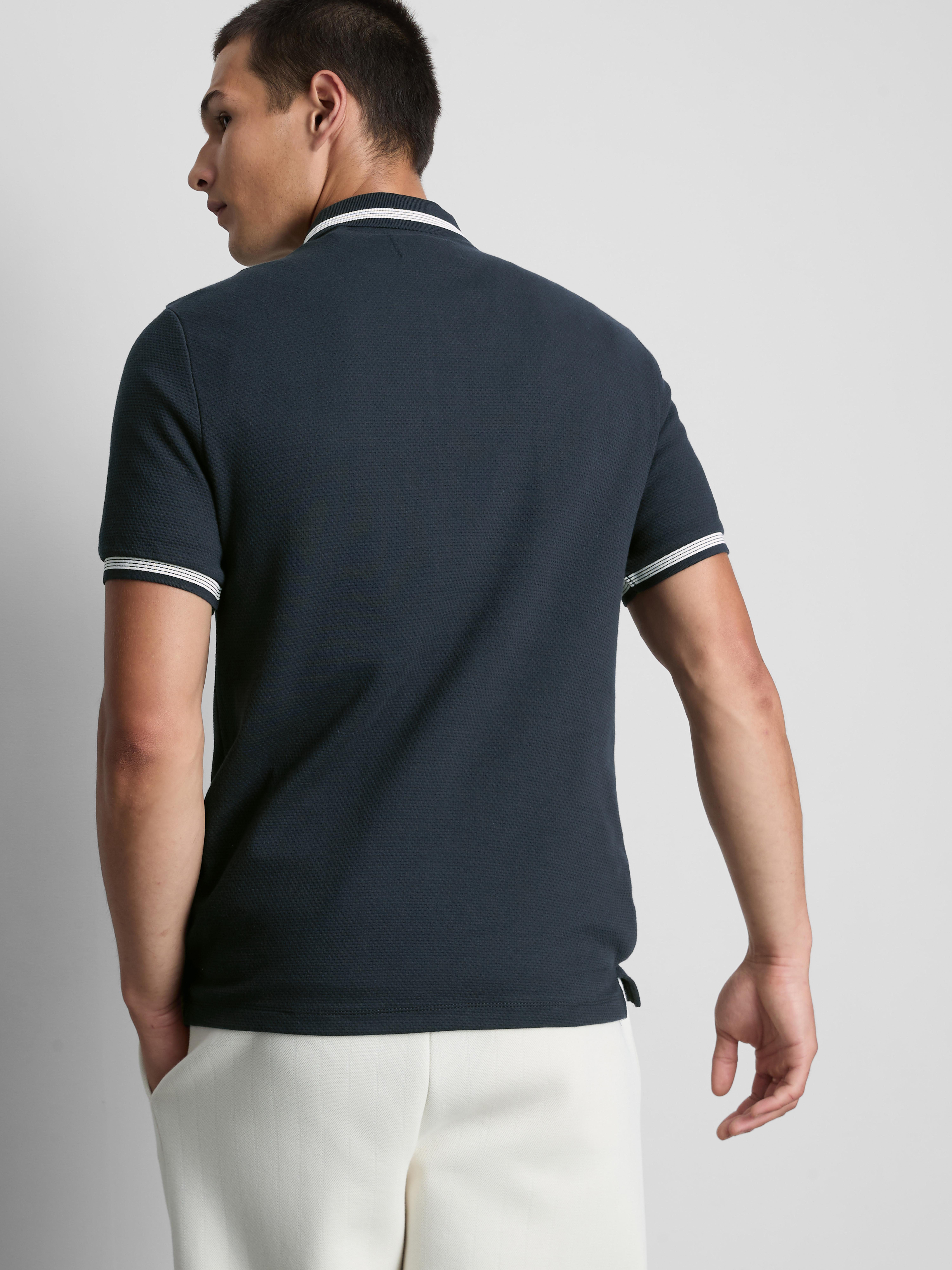 Textured Zip Neck Polo Shirt