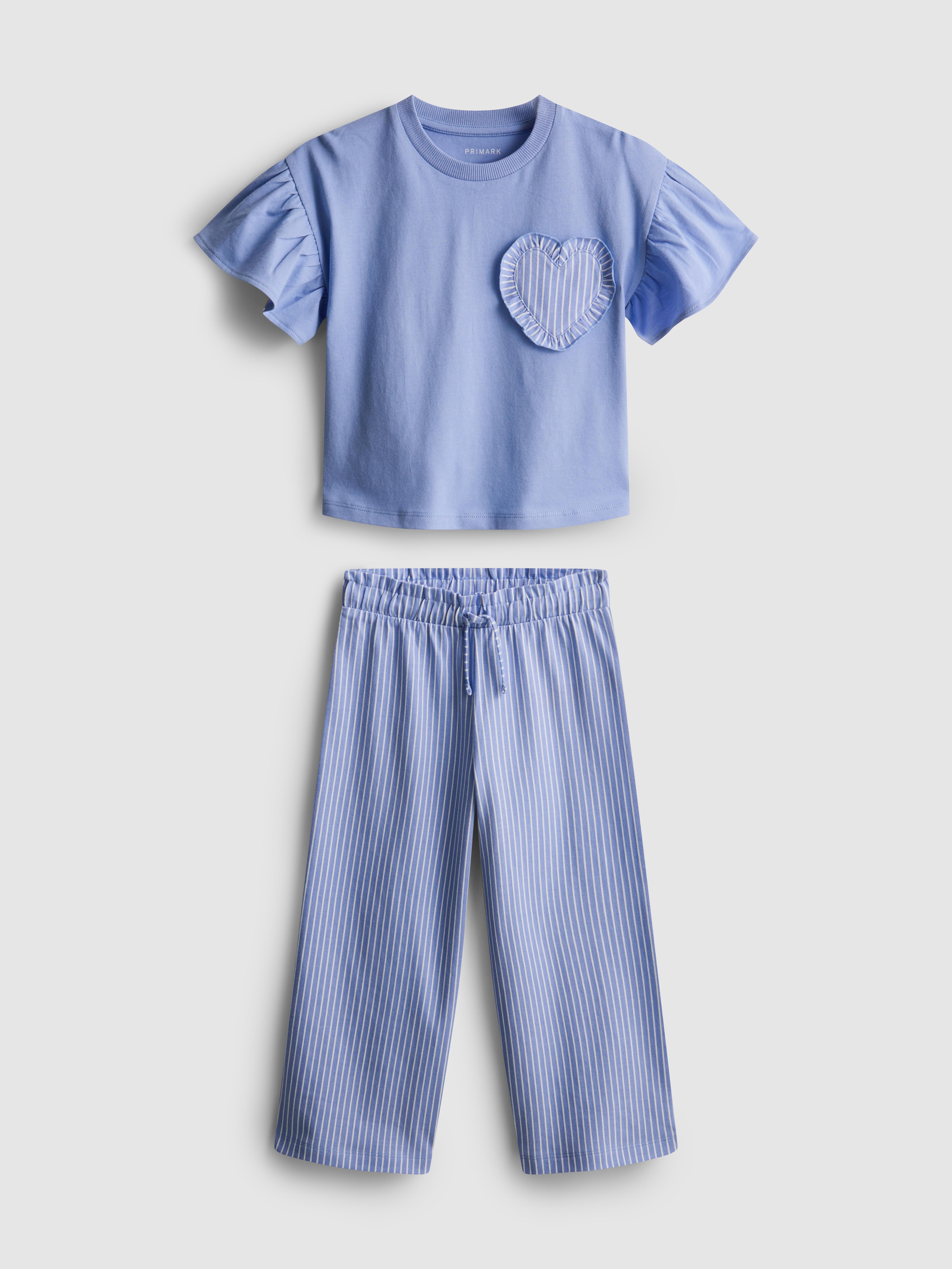 1.5-8yrs | Ruffle T-Shirt and Stripe Trousers Set