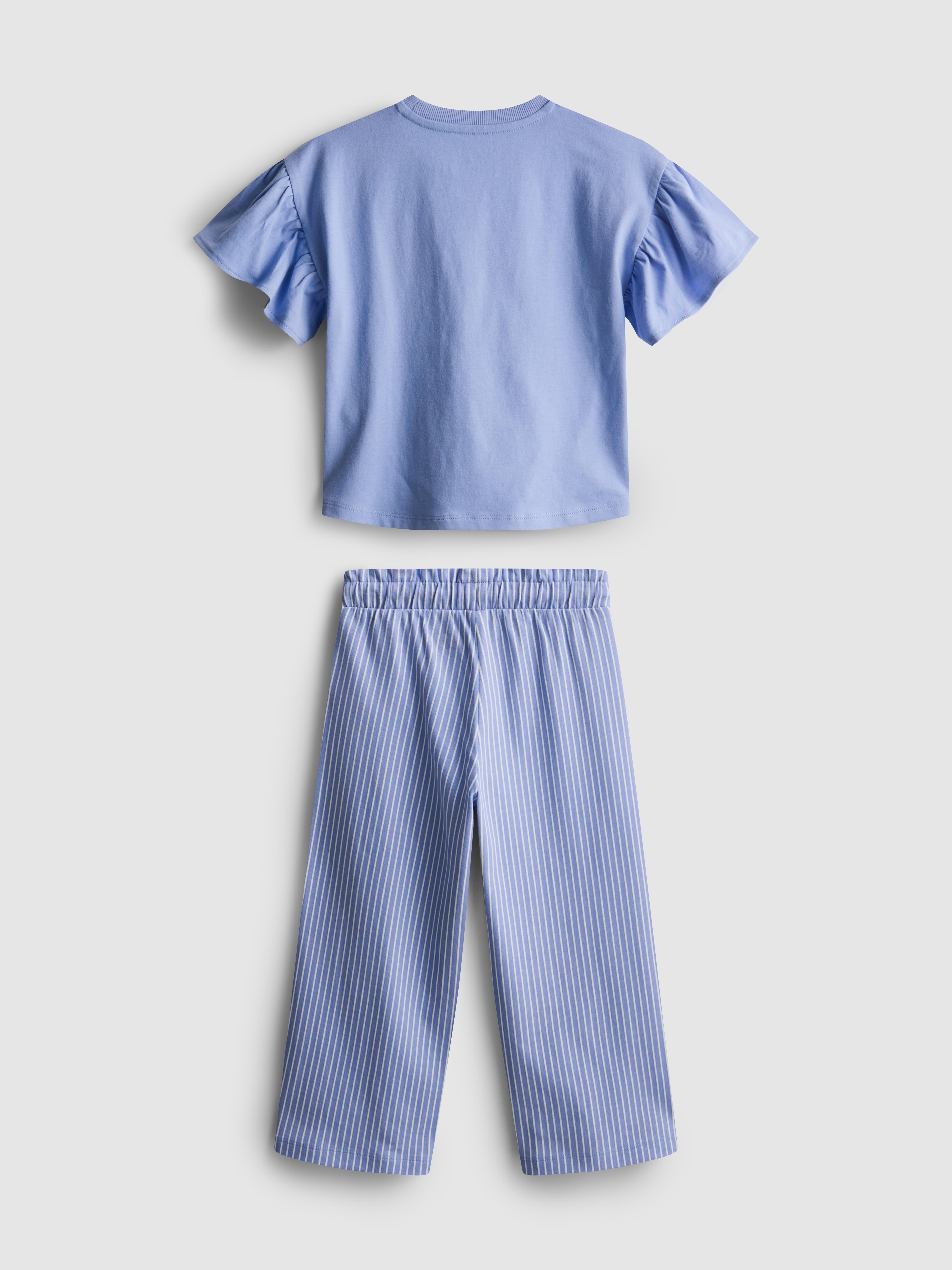 1.5-8yrs | Ruffle T-Shirt and Stripe Trousers Set