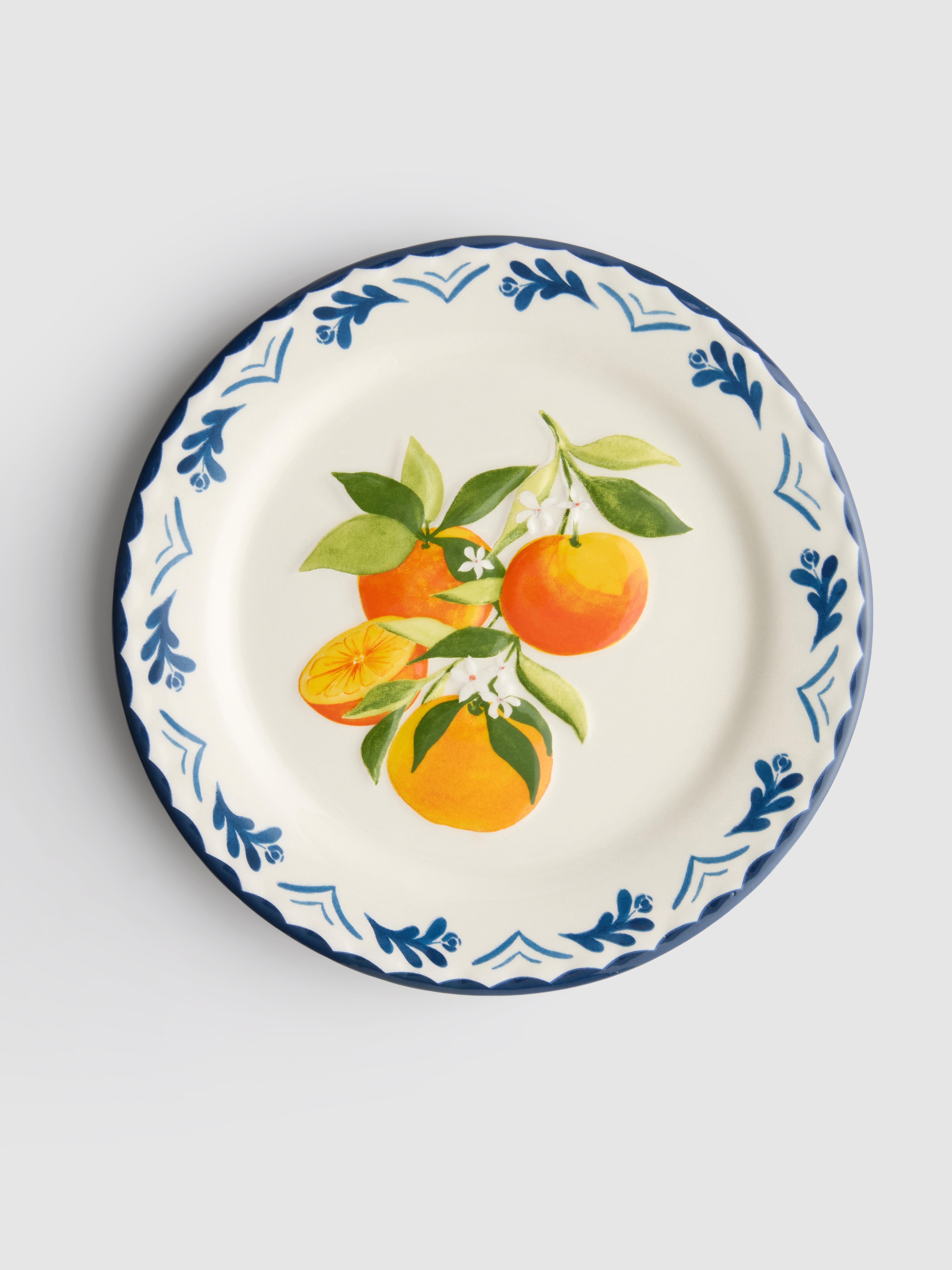 Krožnik za prilogo s sredozemskim cvetličnim motivom