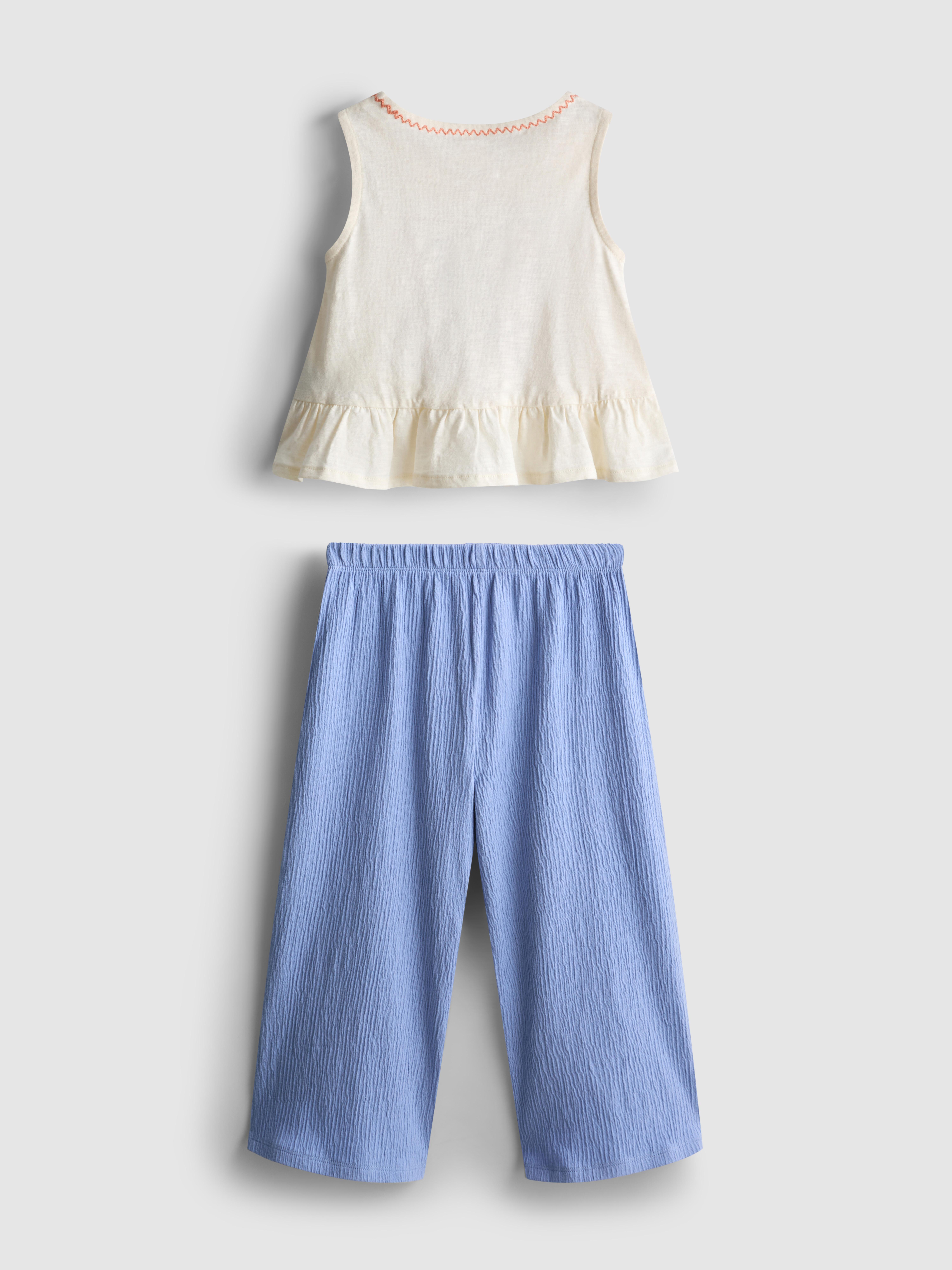 1.5-8yrs | Embroidered Peplum Top and Pants Set