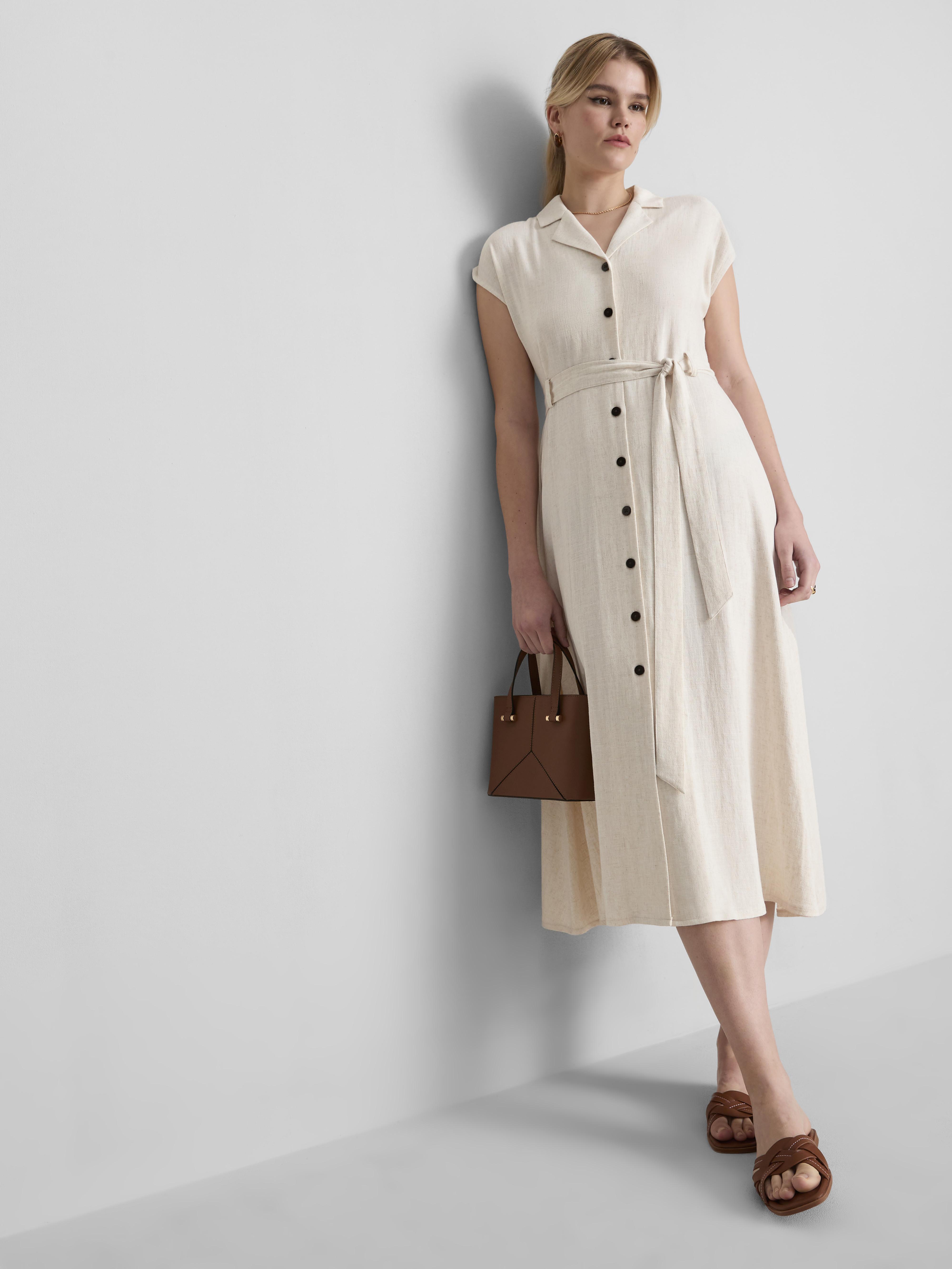 Rövid ujjú, midi hosszúságú ingruha