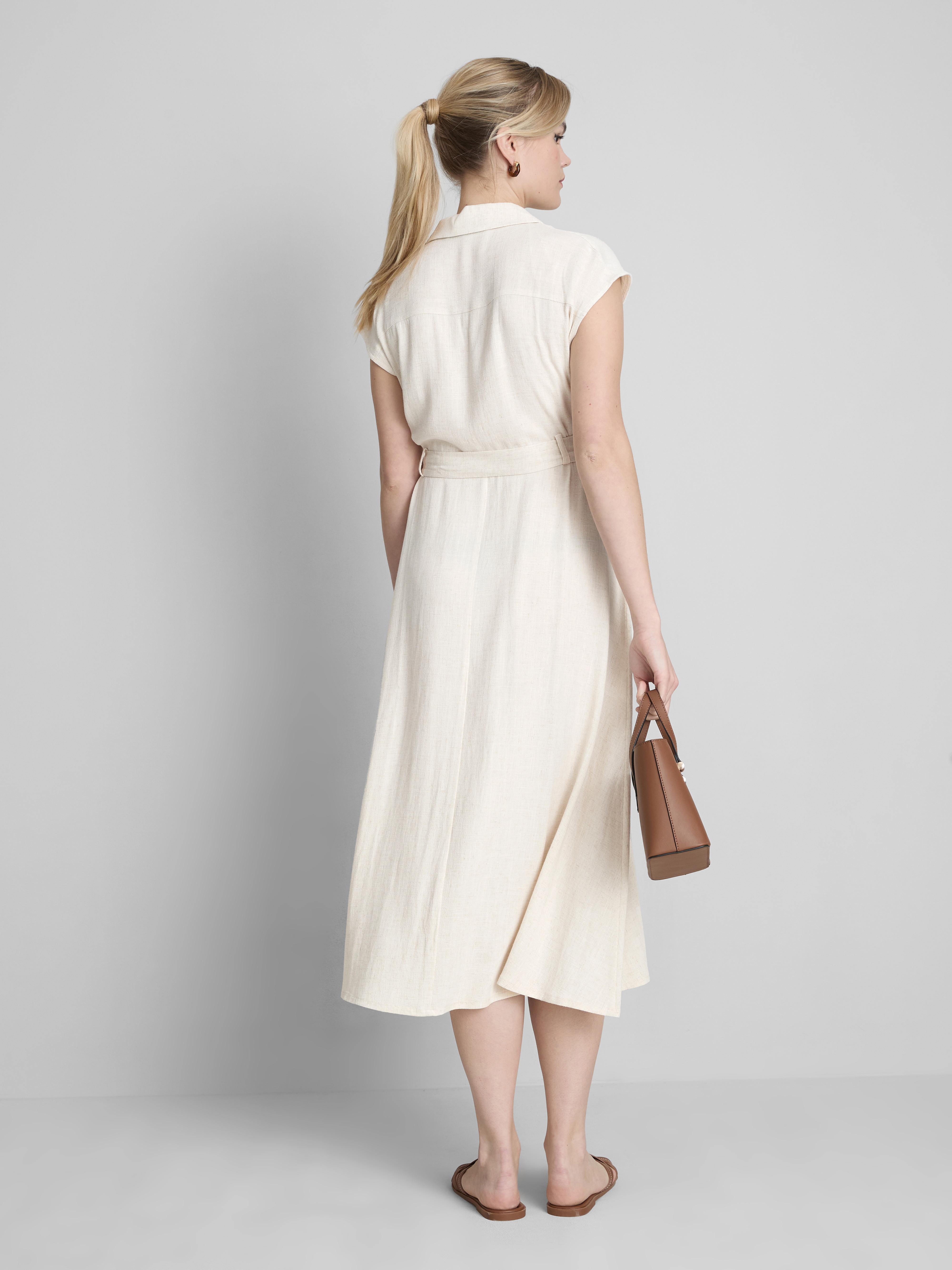 Kurzärmeliges Midi-Blusenkleid