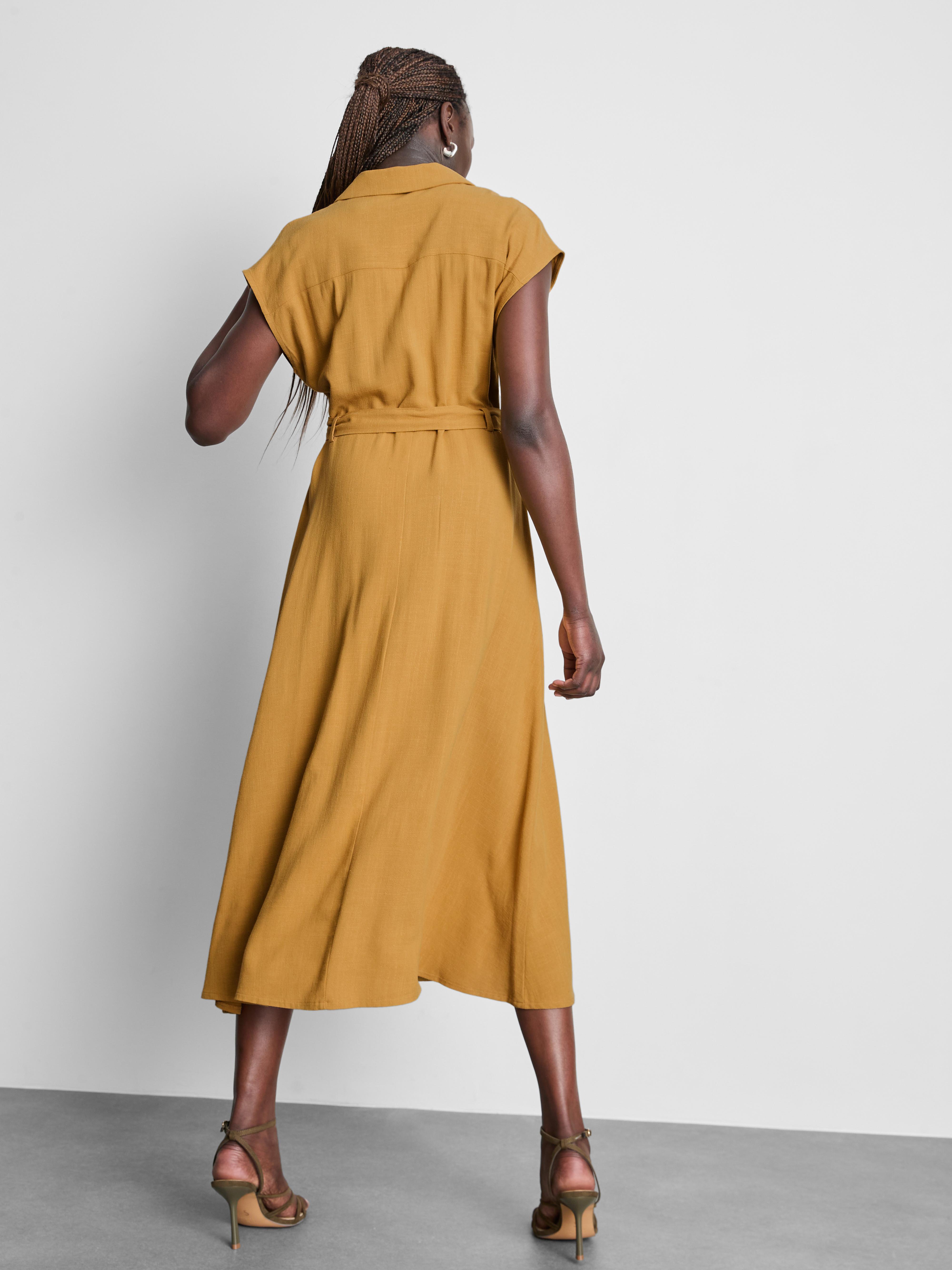 Kurzärmeliges Midi-Blusenkleid