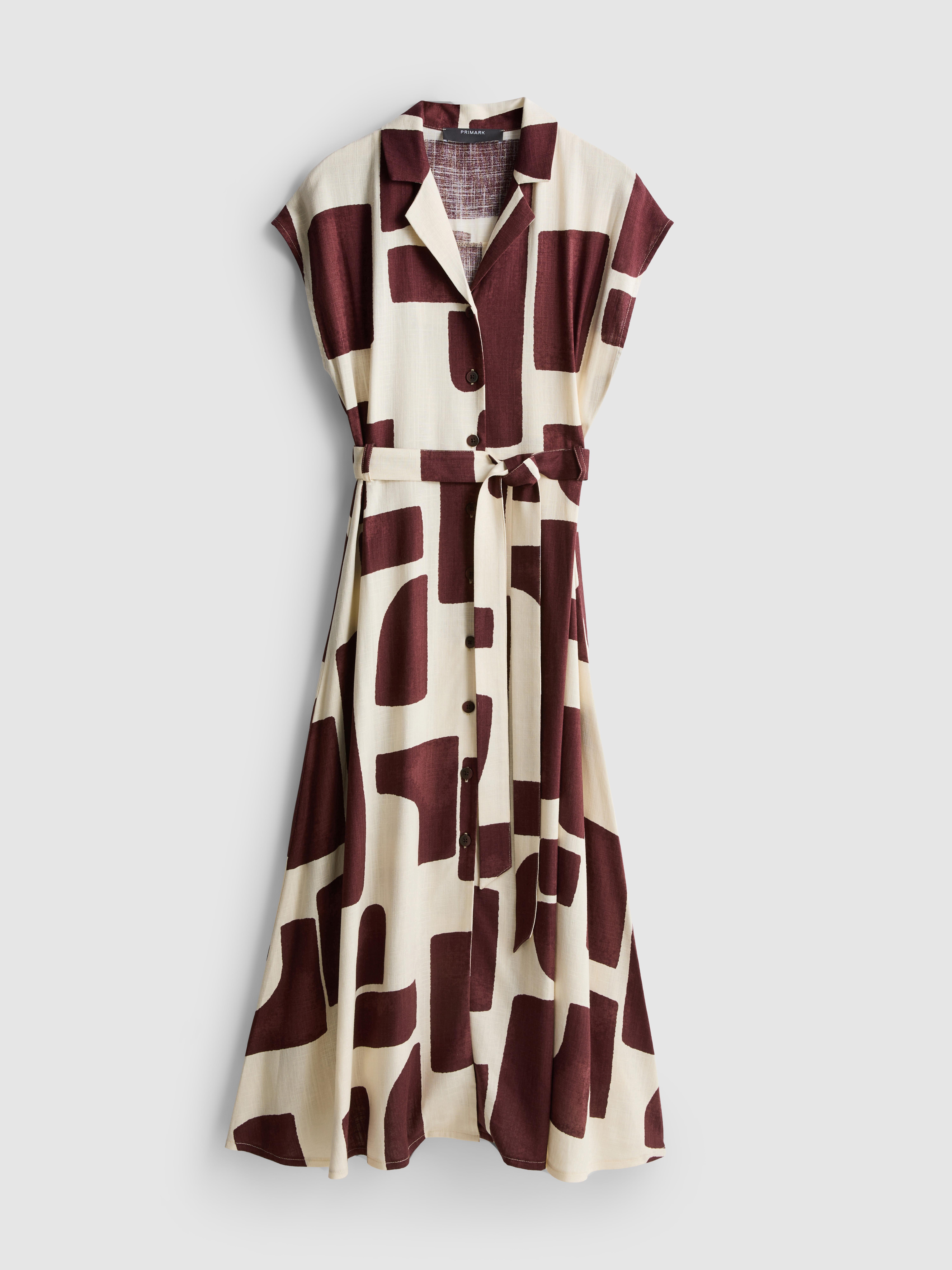 Robe chemise mi-longue à manches courtes