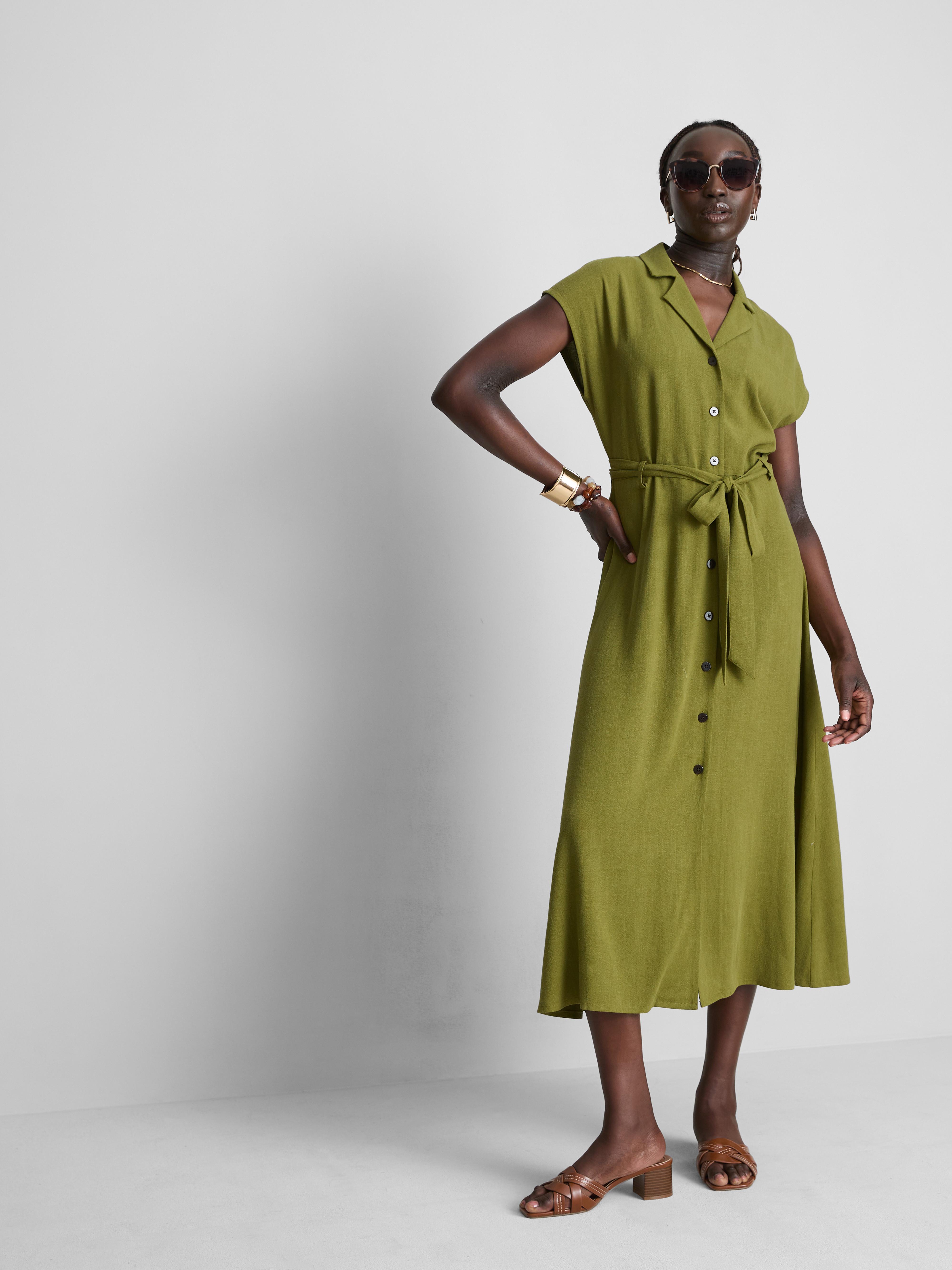 Rövid ujjú, midi hosszúságú ingruha