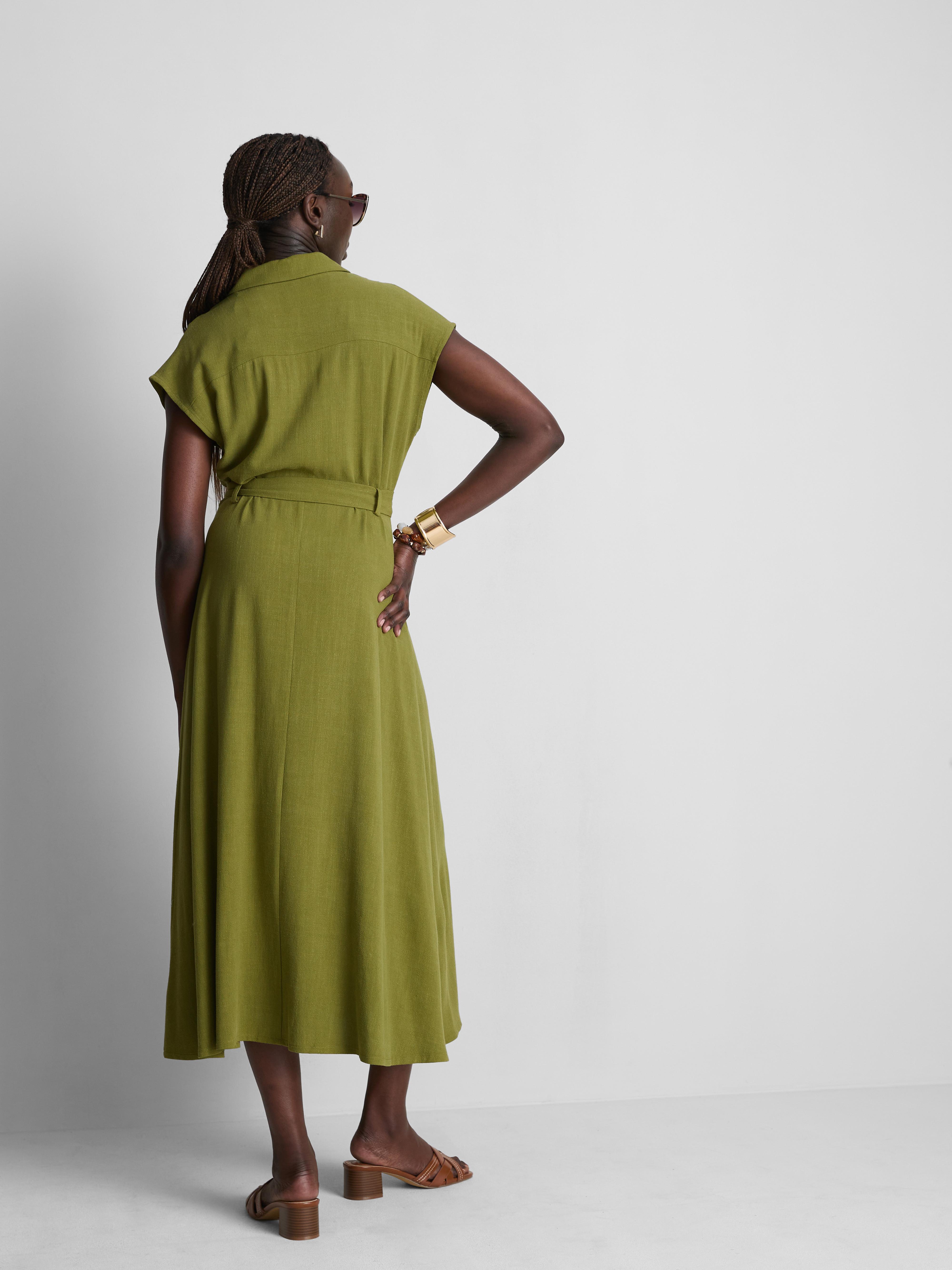Kurzärmeliges Midi-Blusenkleid