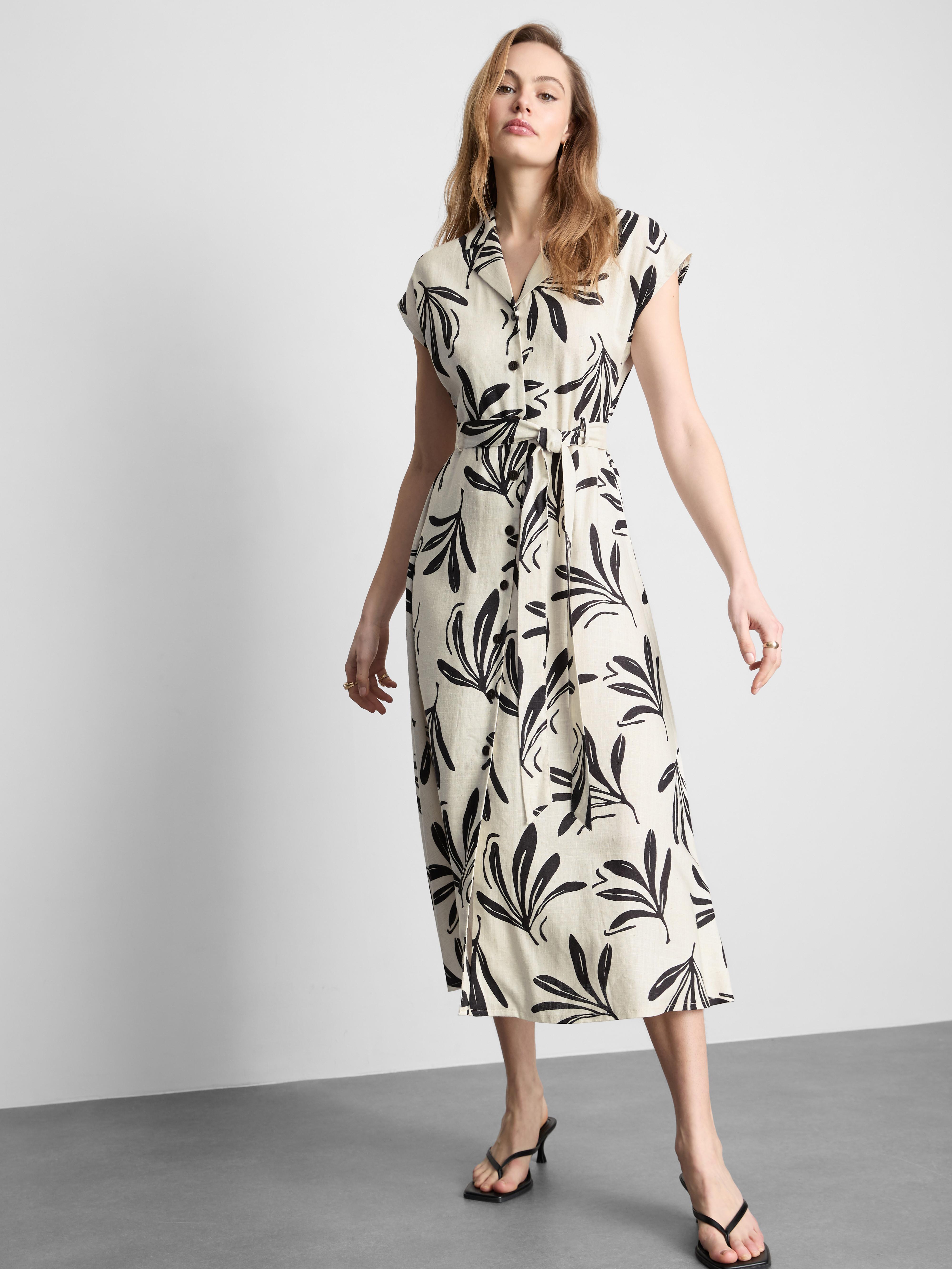 Rövid ujjú, midi hosszúságú ingruha