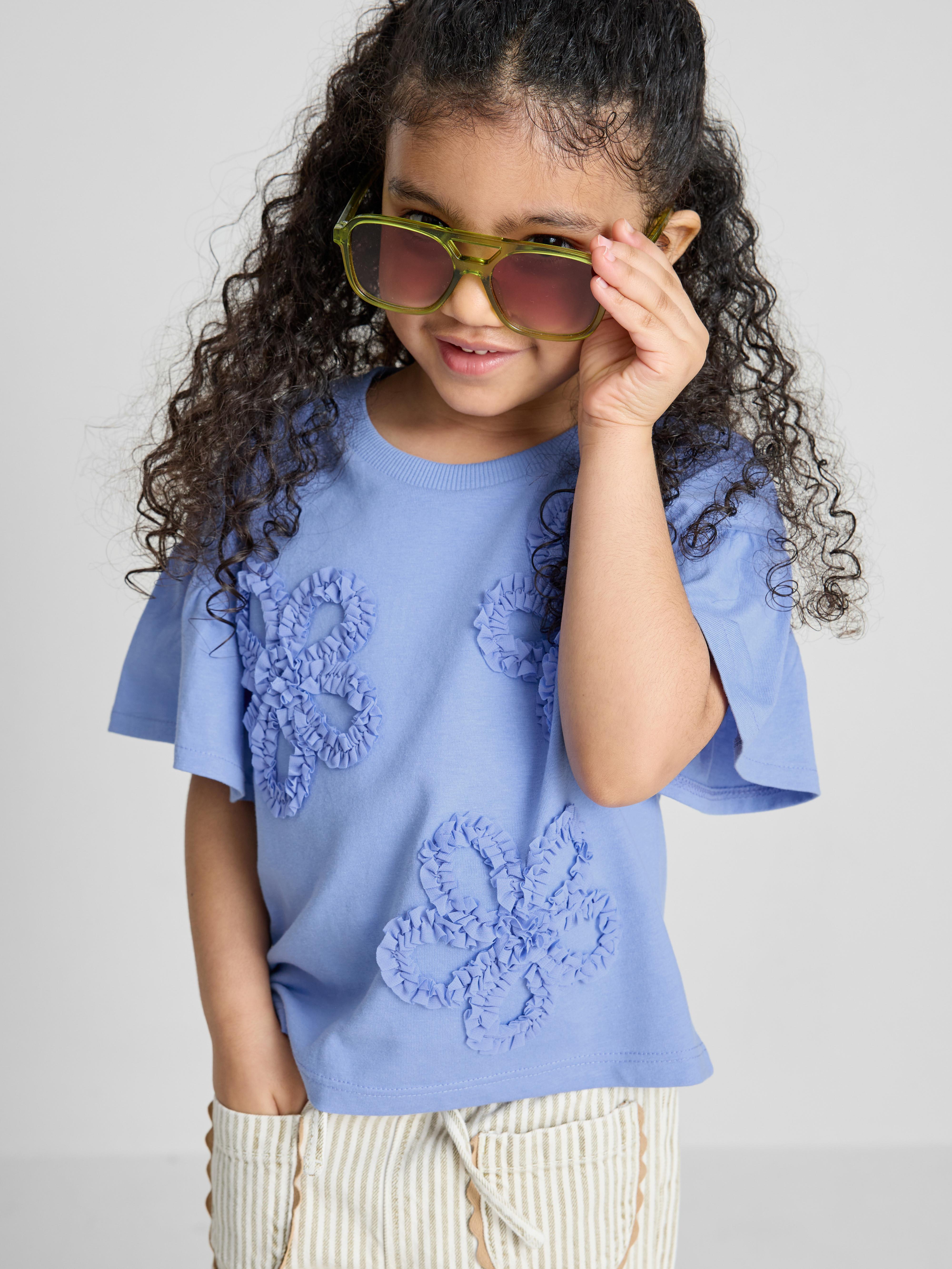 1.5-8yrs | Floral Chiffon Appliqué T-Shirt