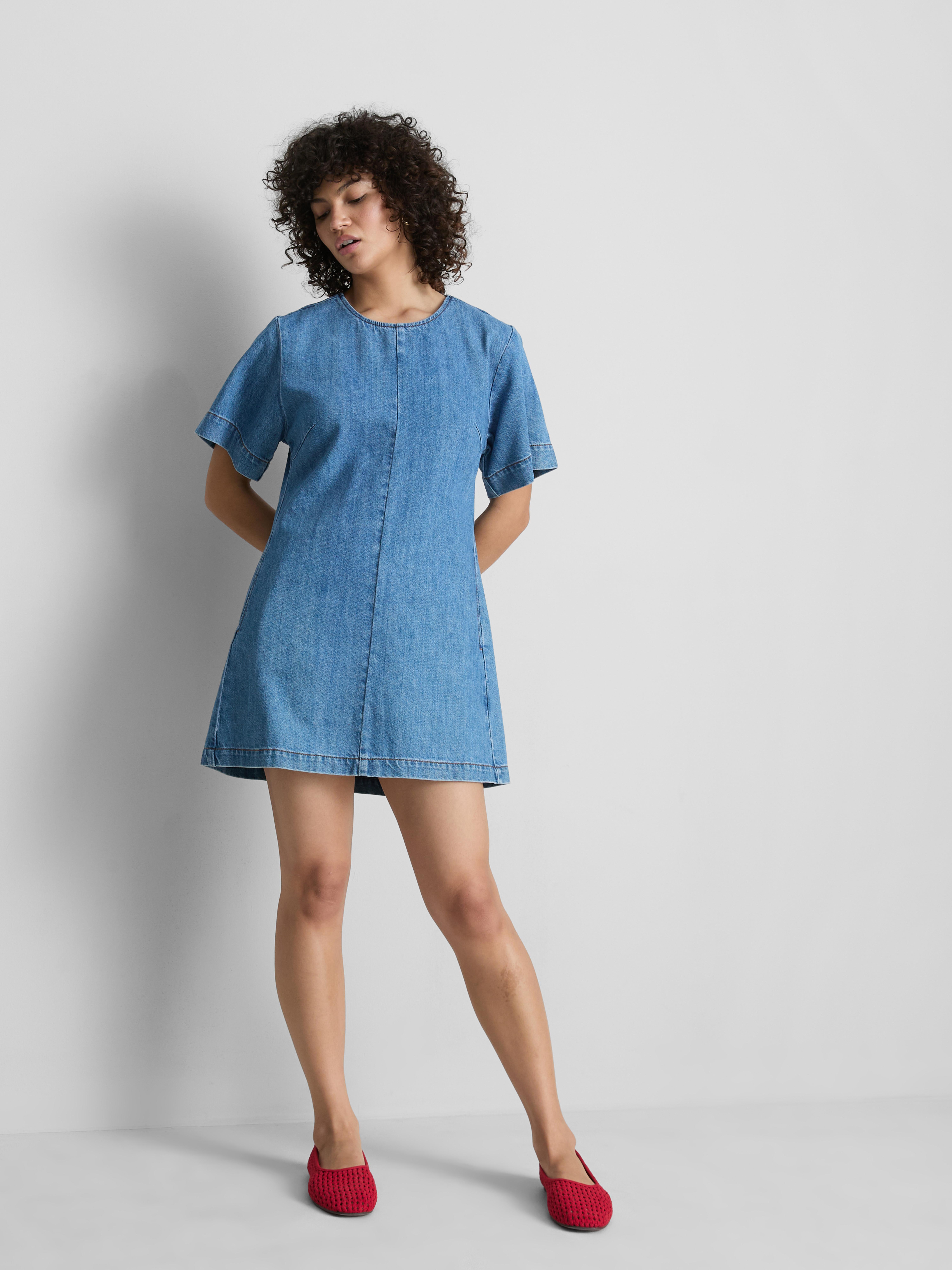 blue cotton shift dress Ginnie Shift Dress