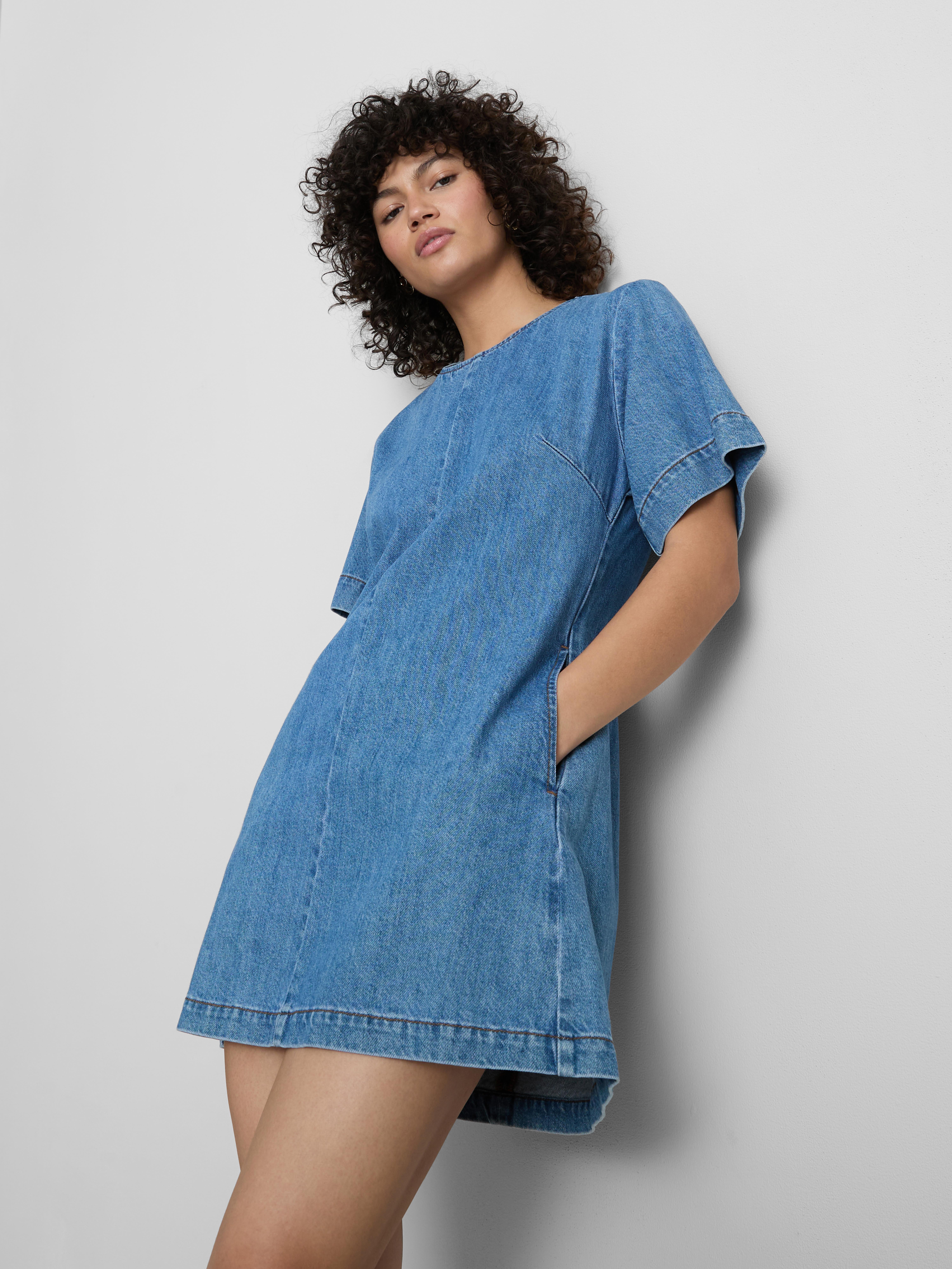 Mini-shiftdress van katoendenim
