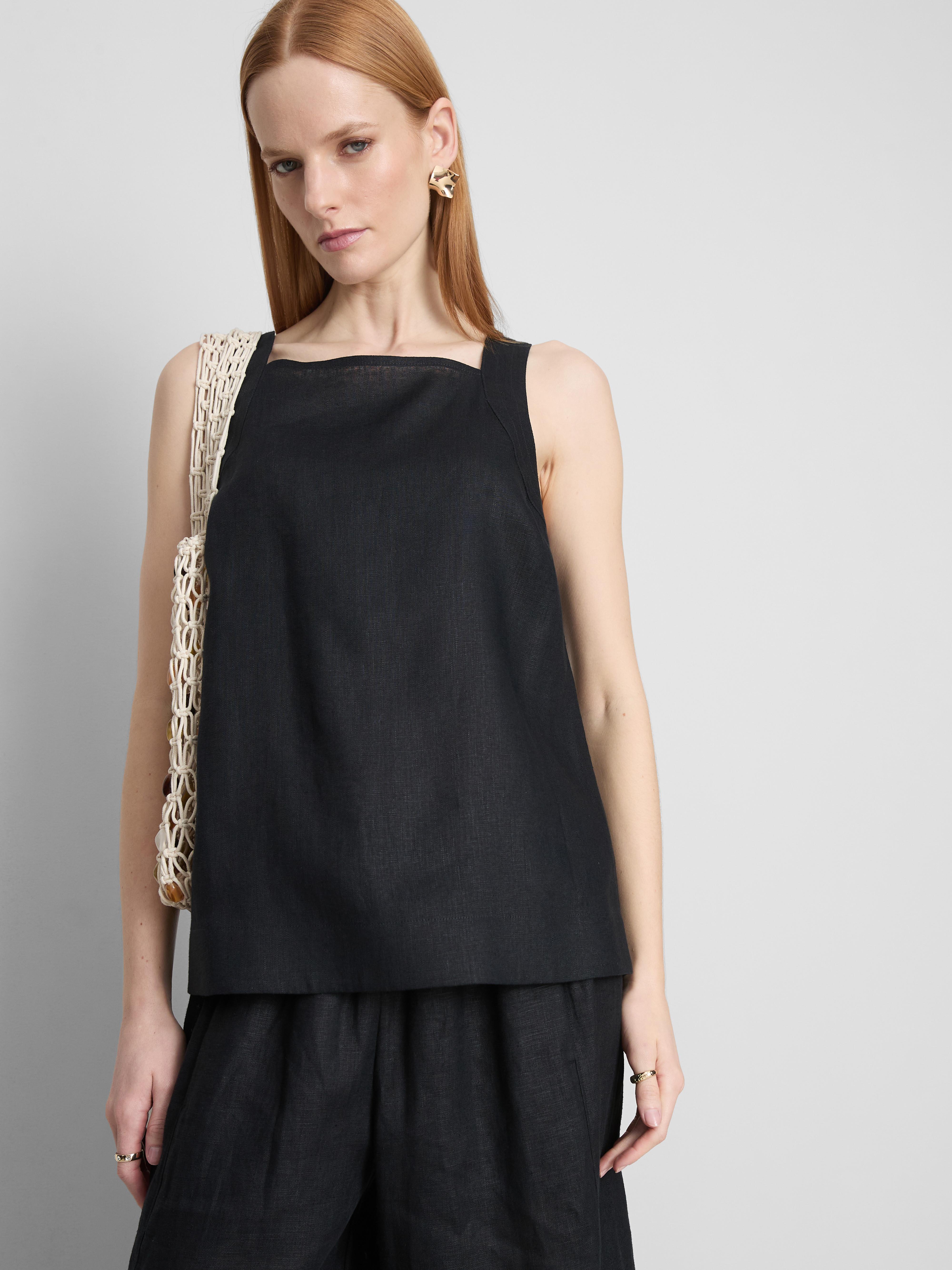 The Edit A-Line Wide Strap Linen Top