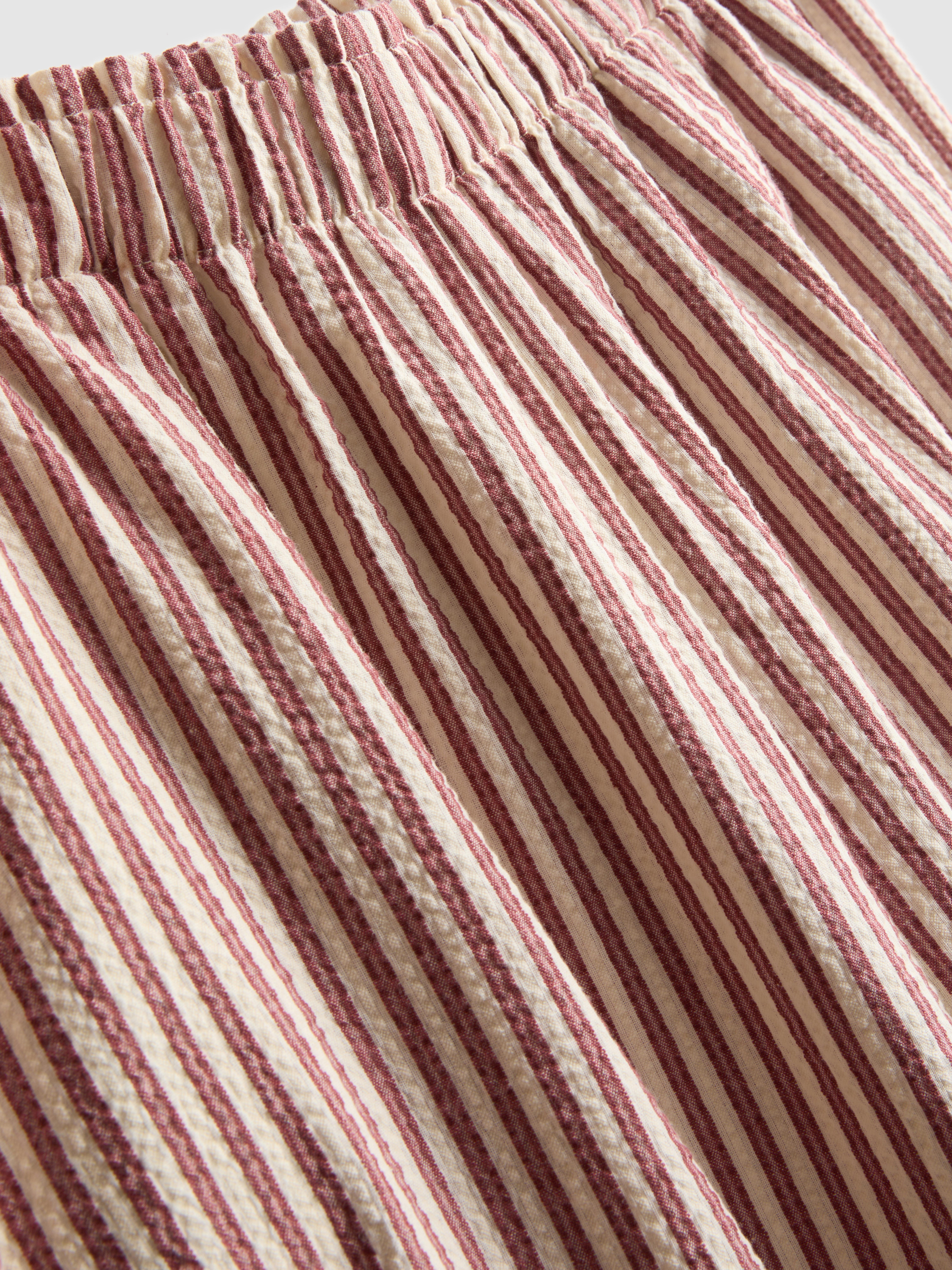 Cotton Striped Wide-Leg Seersucker Pants