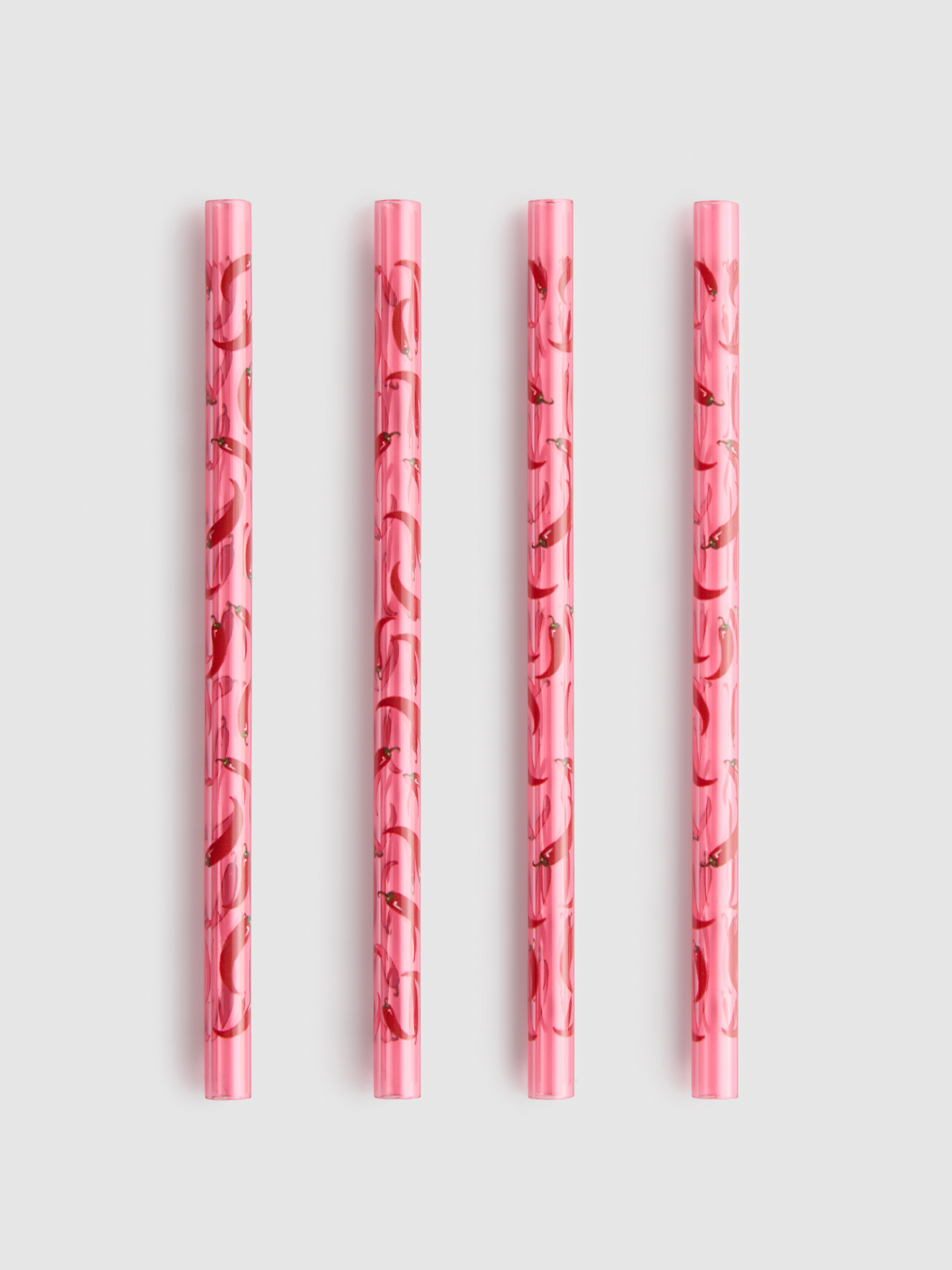 Originelle Strohhalme mit Chili-Print, 4er-Pack