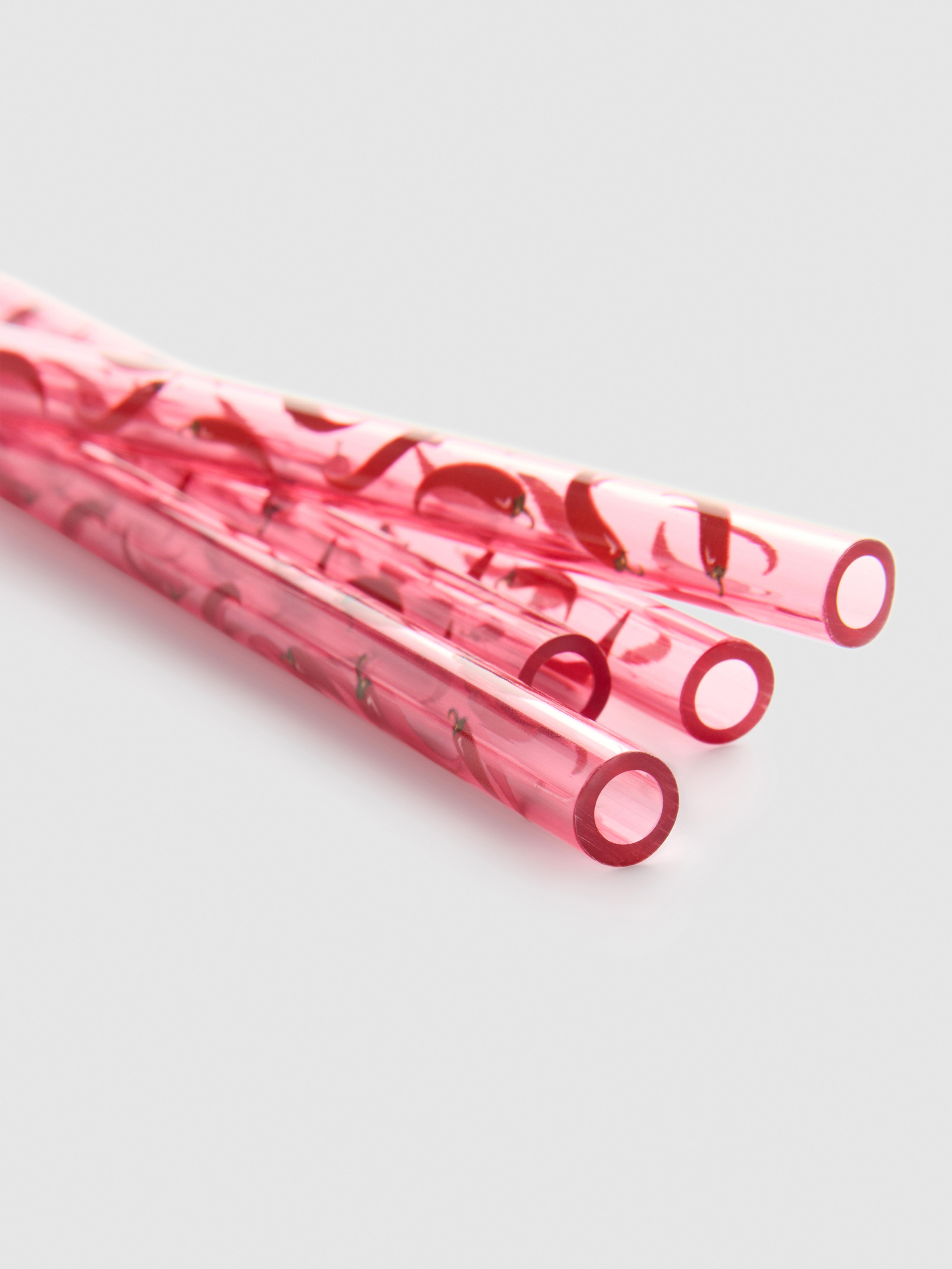 Originelle Strohhalme mit Chili-Print, 4er-Pack