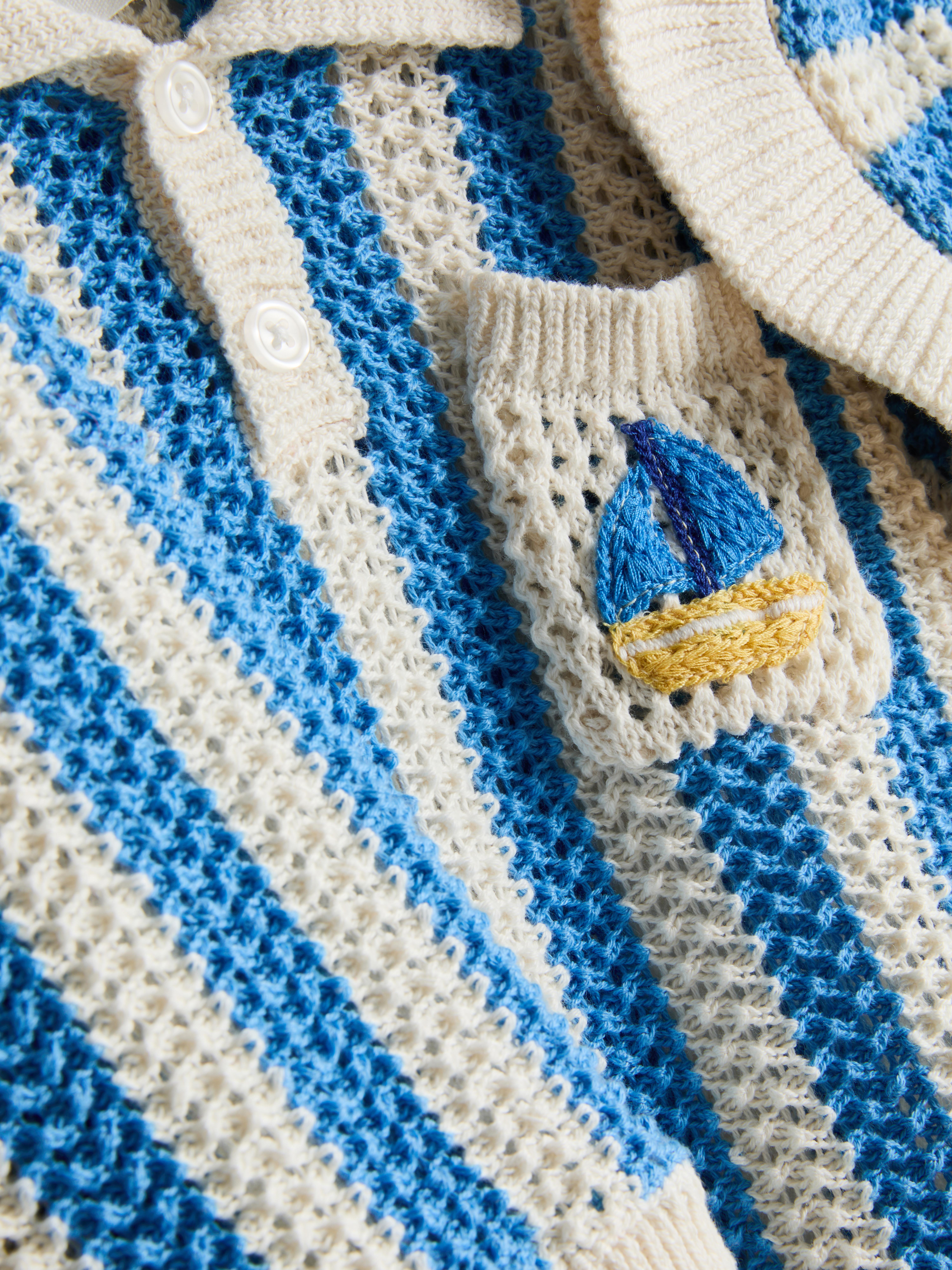 0-18mths | Stripe Polo Top, Shorts and Hat Newborn Set
