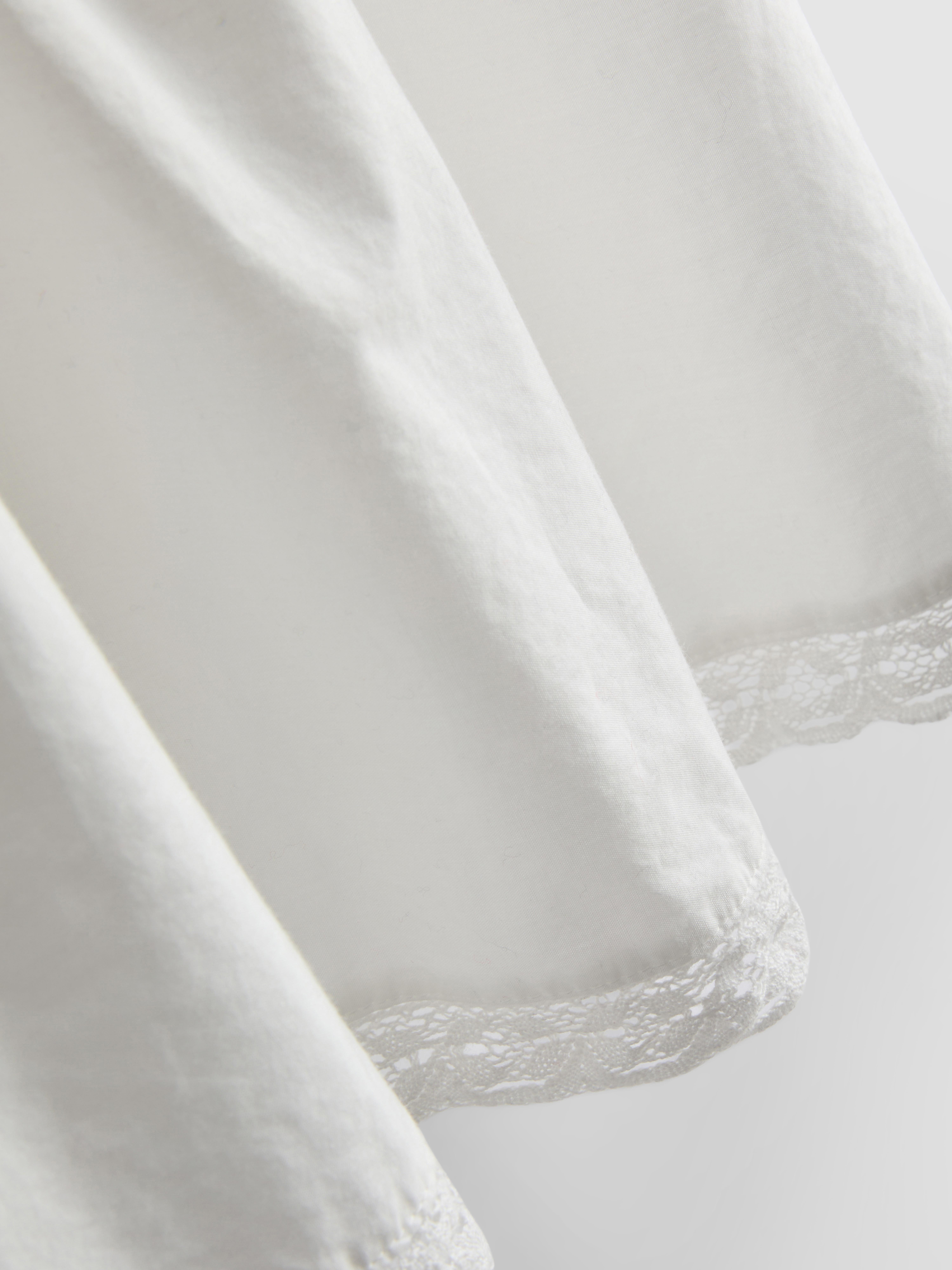 Cotton Lace-Trim Puff-Sleeve Blouse