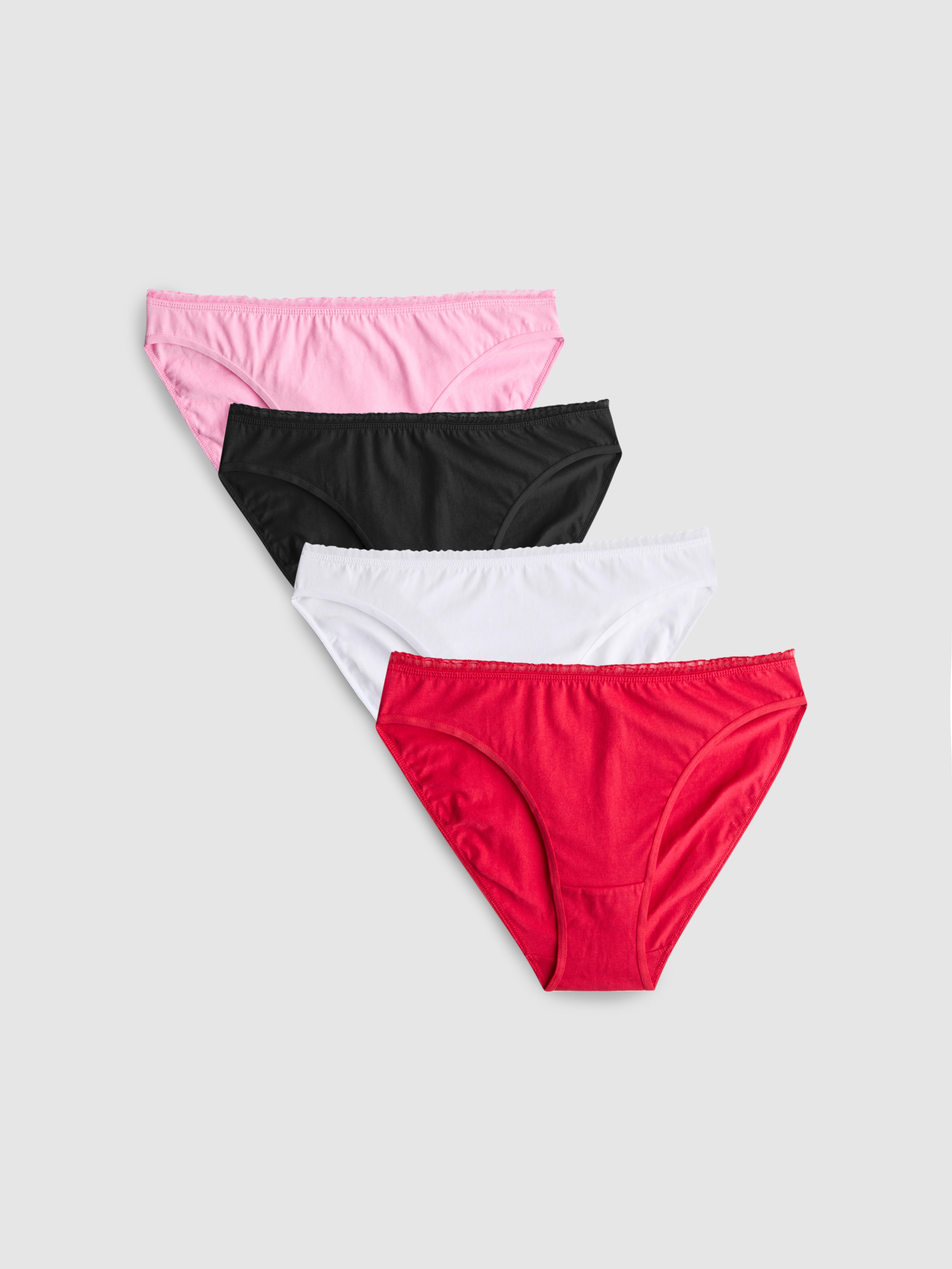 Slips met hoge taille en ruches, set van 4