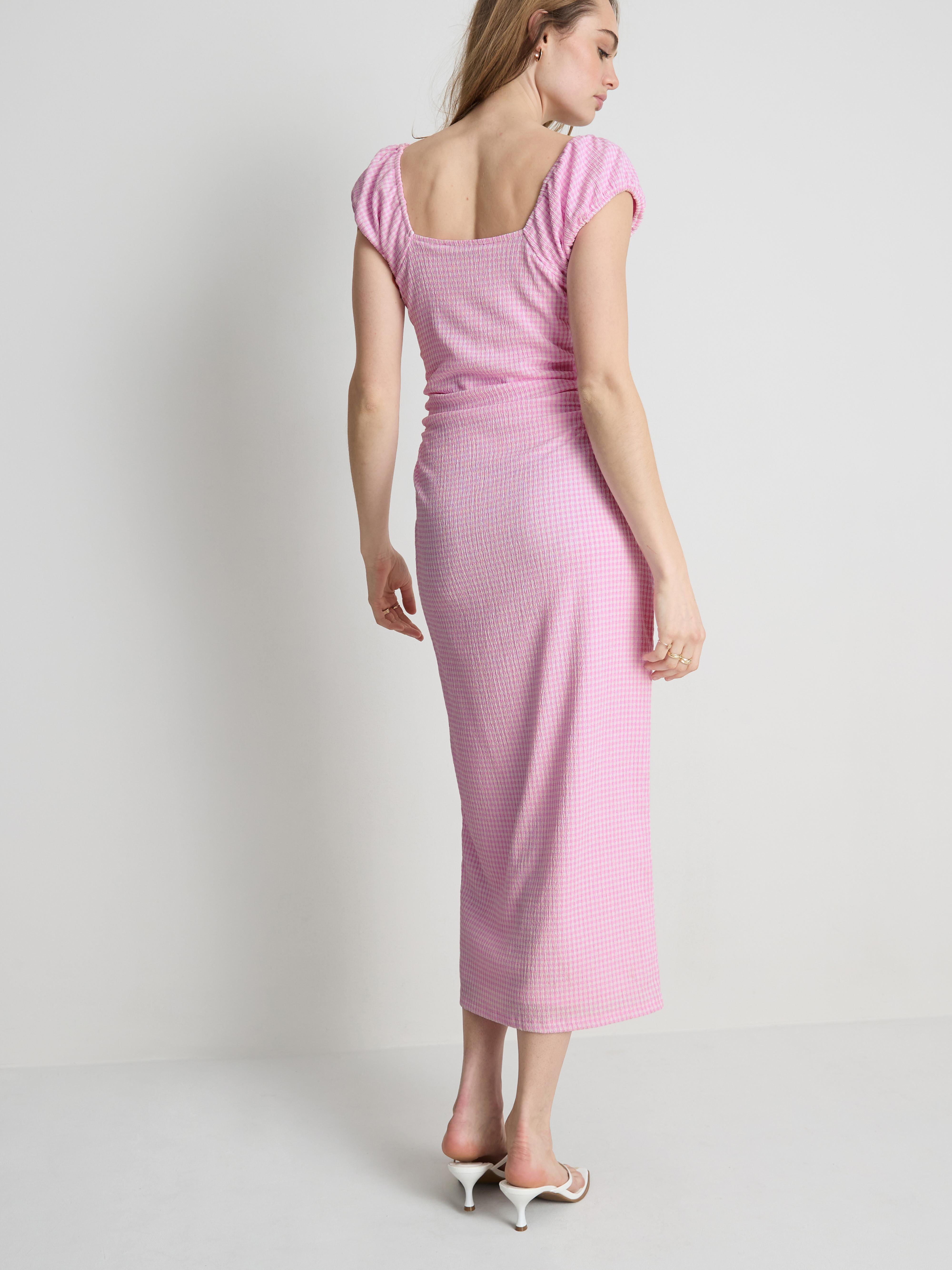 knee length dresses for ladies Cream Printed Crinkle Midi Dress – Mint Velvet main image 0