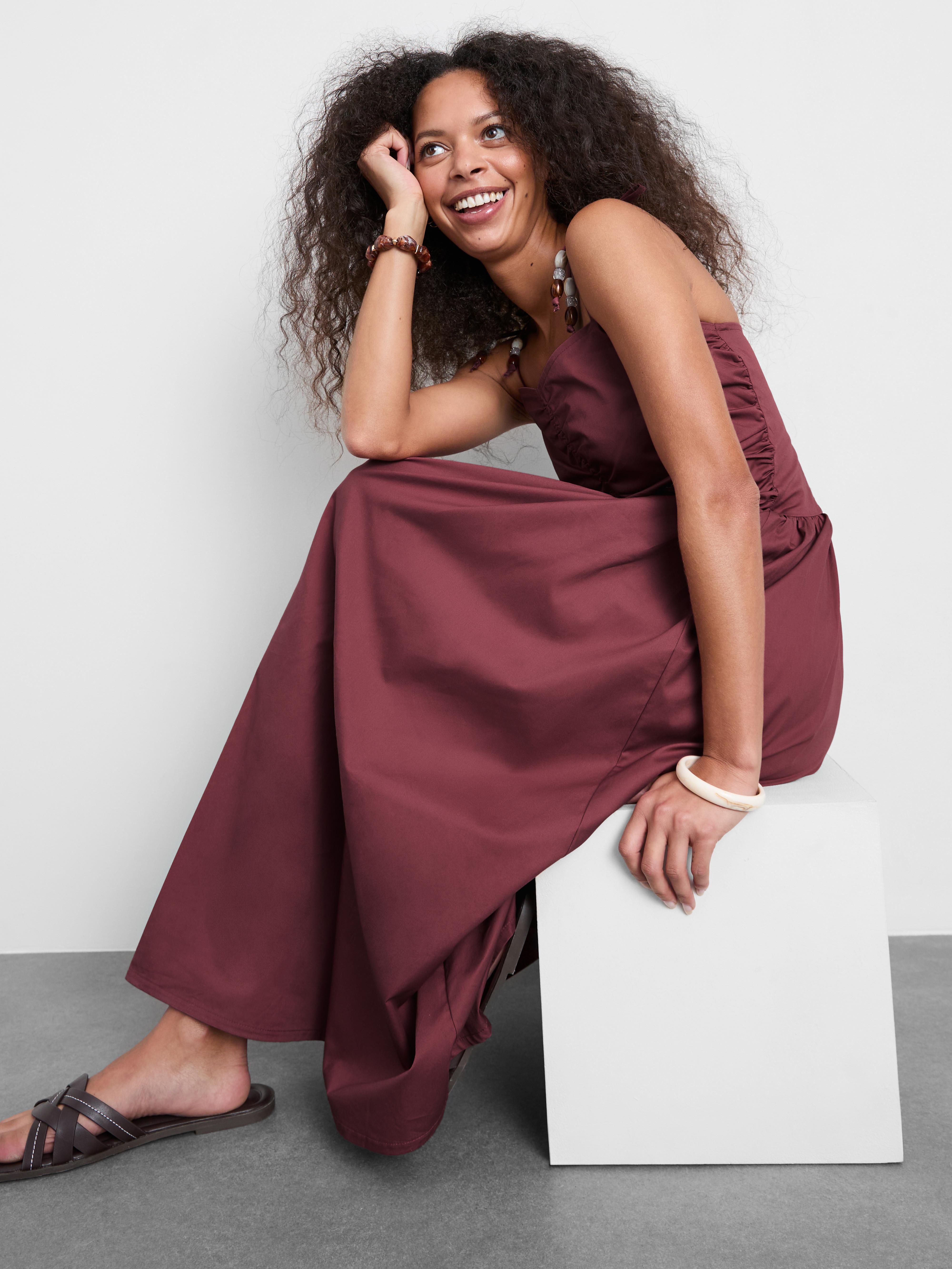 Ruched Bead Detail Midi Dress
