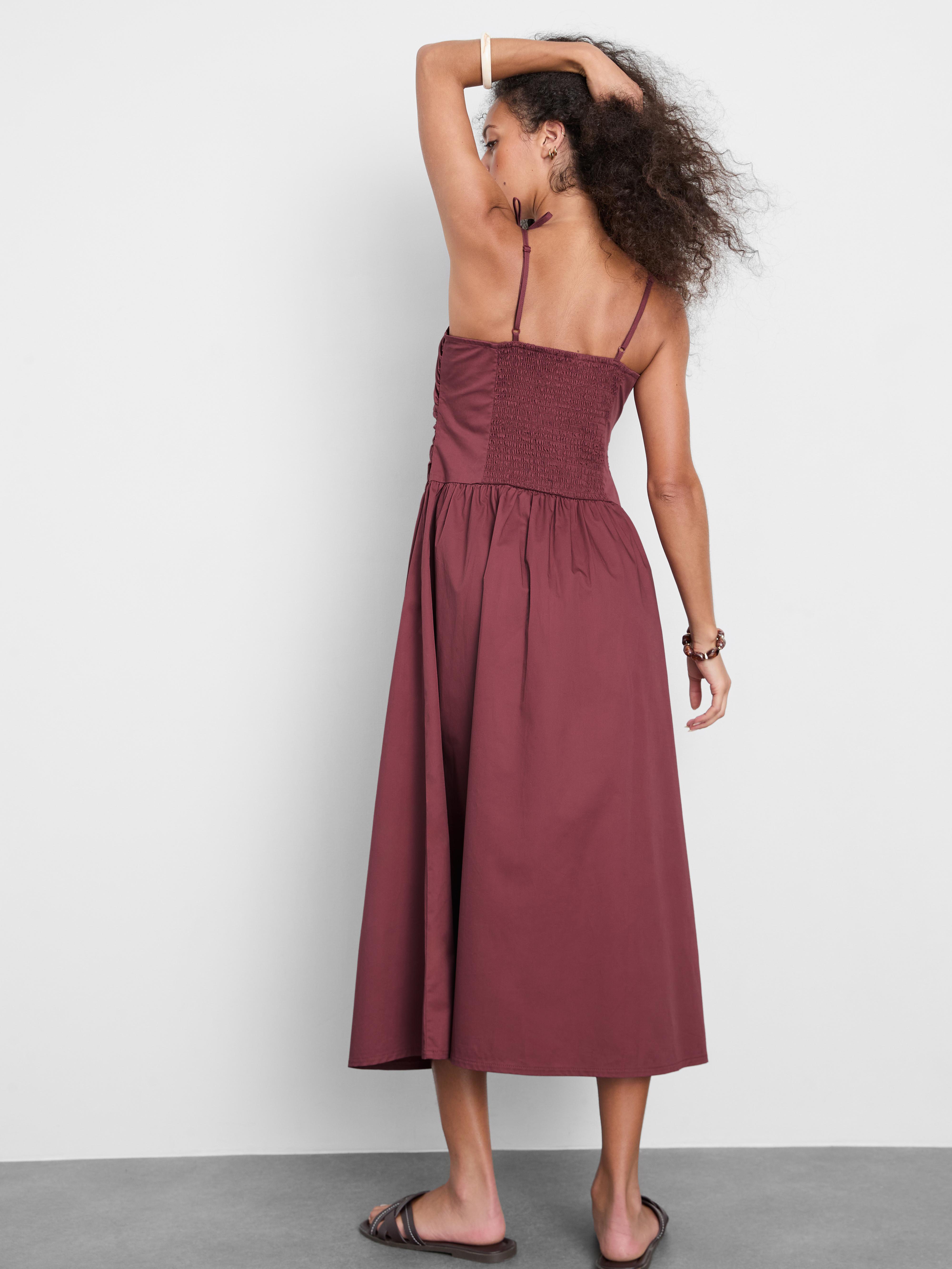 Ruched Bead Detail Midi Dress