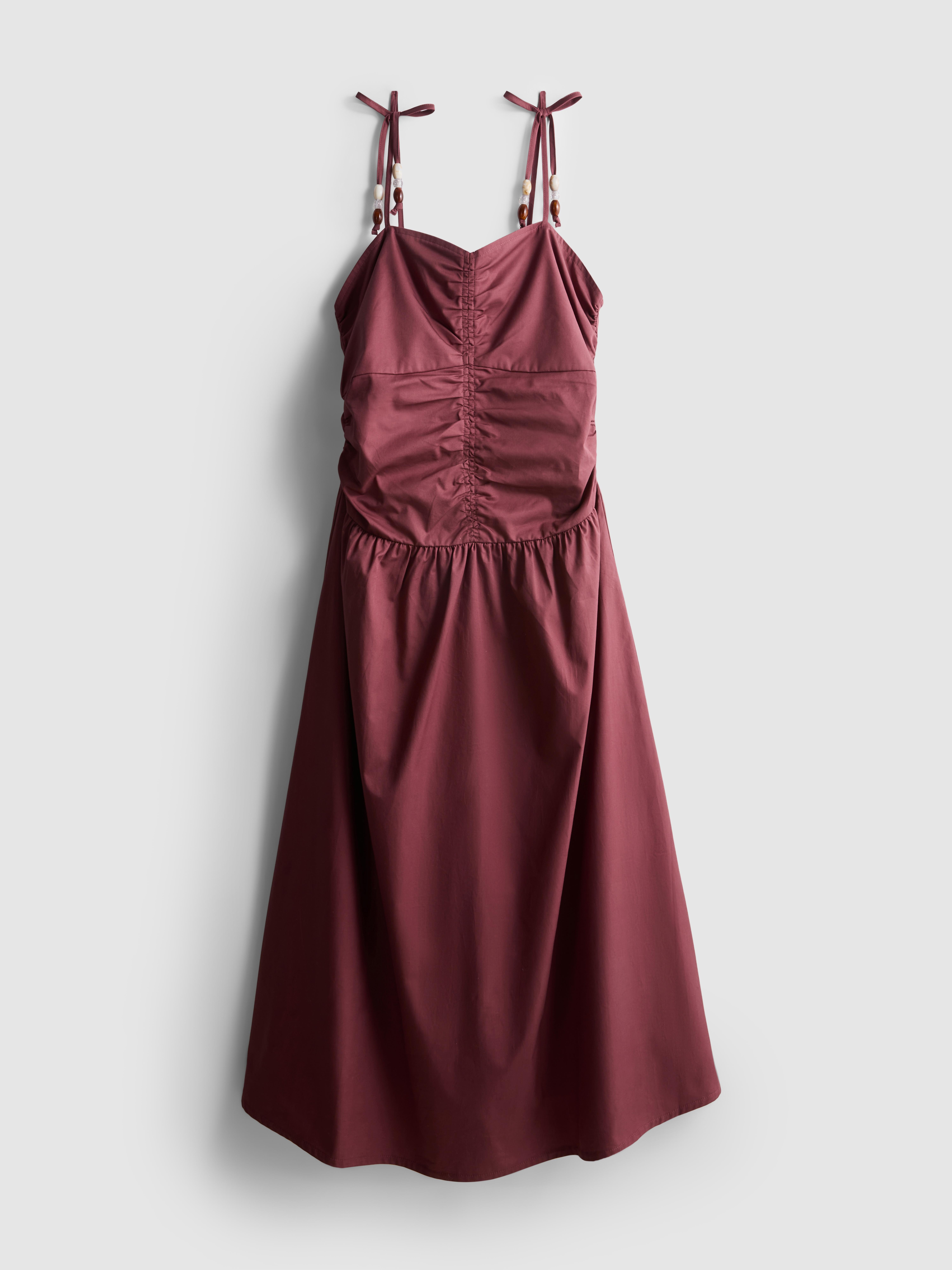 Ruched Bead Detail Midi Dress