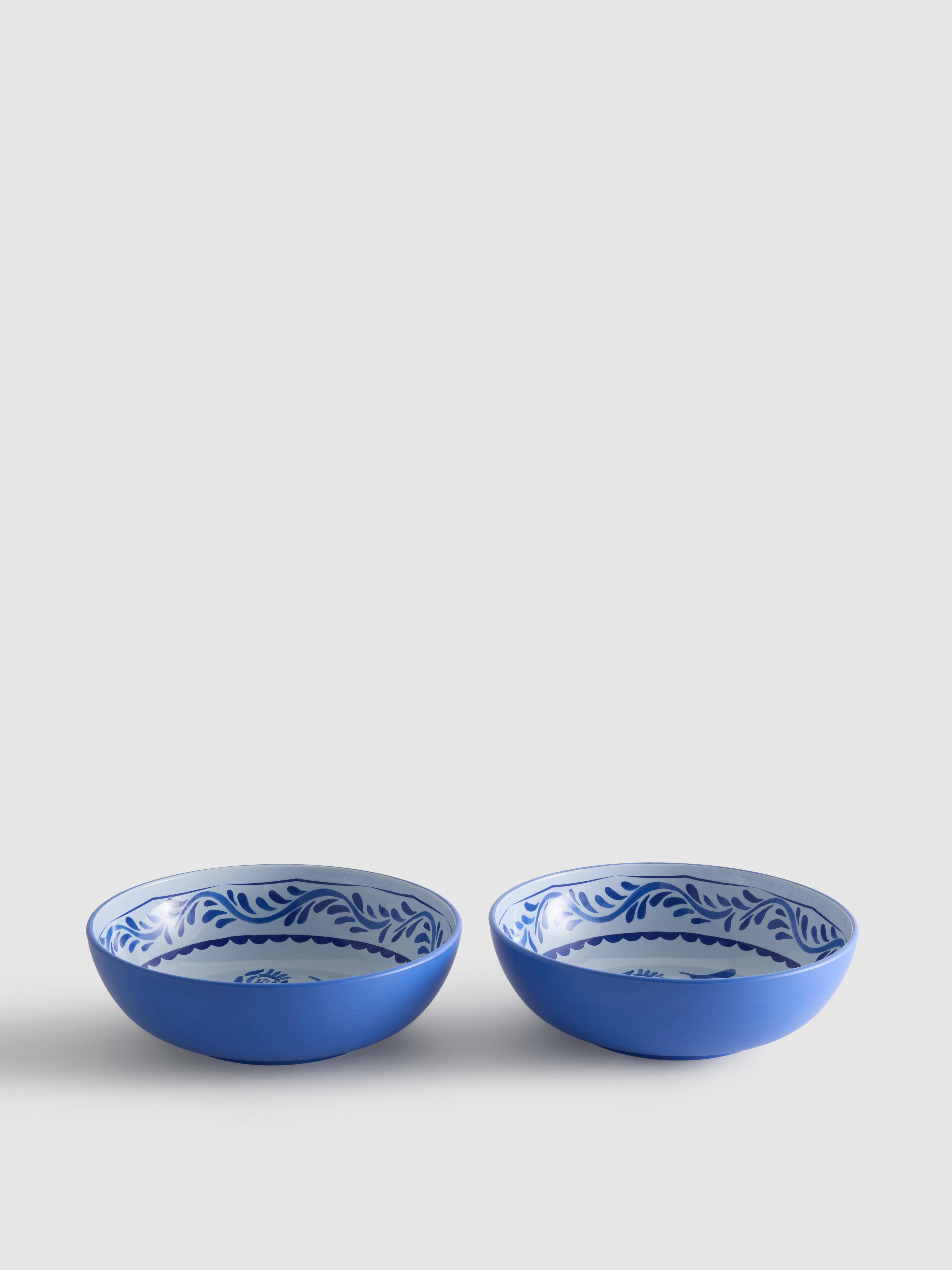 Müslischalen mit mediterranem Blumenmuster, 2er-Pack