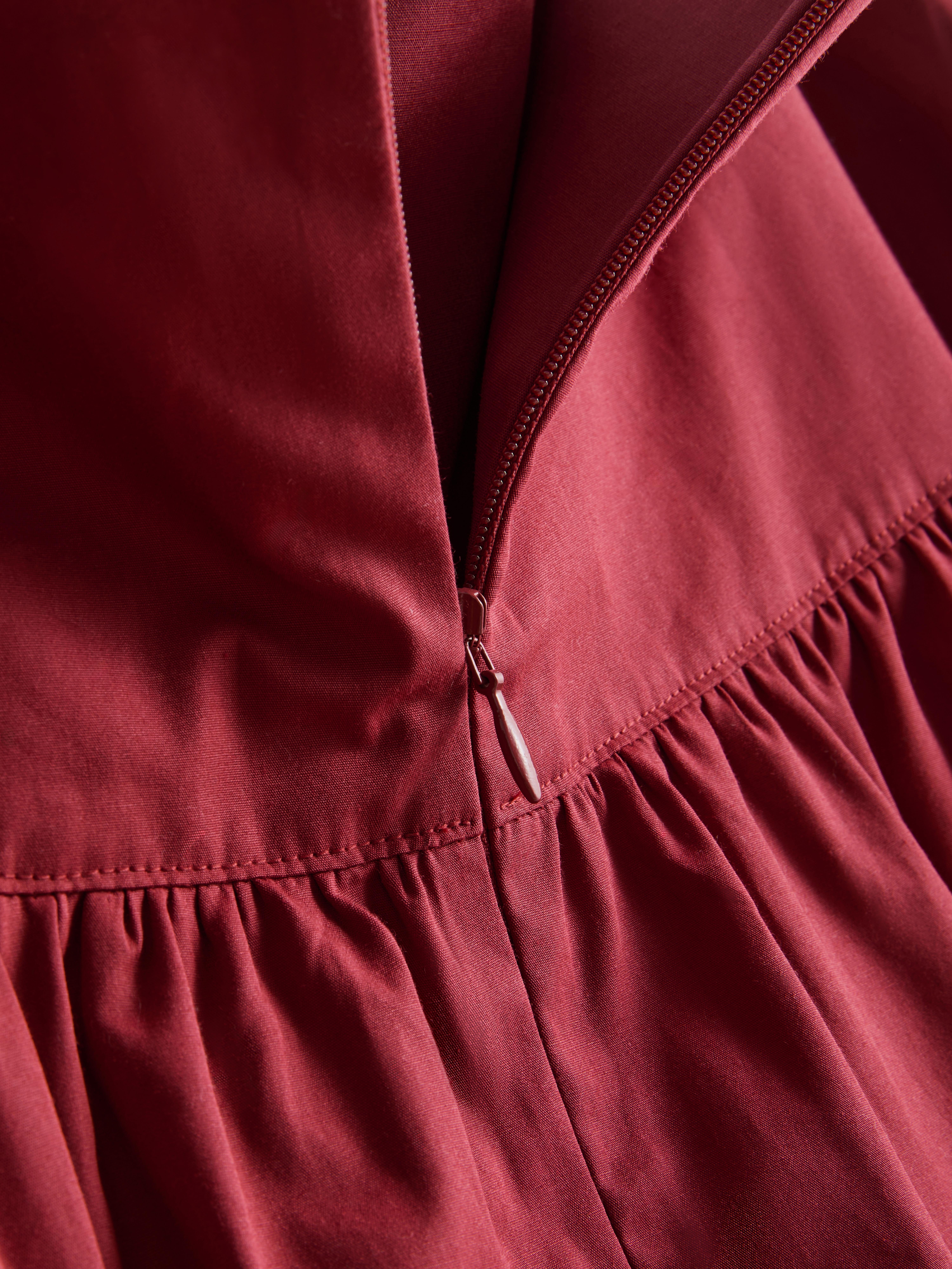 Cotton Drop-Waist Poplin Midi Skirt