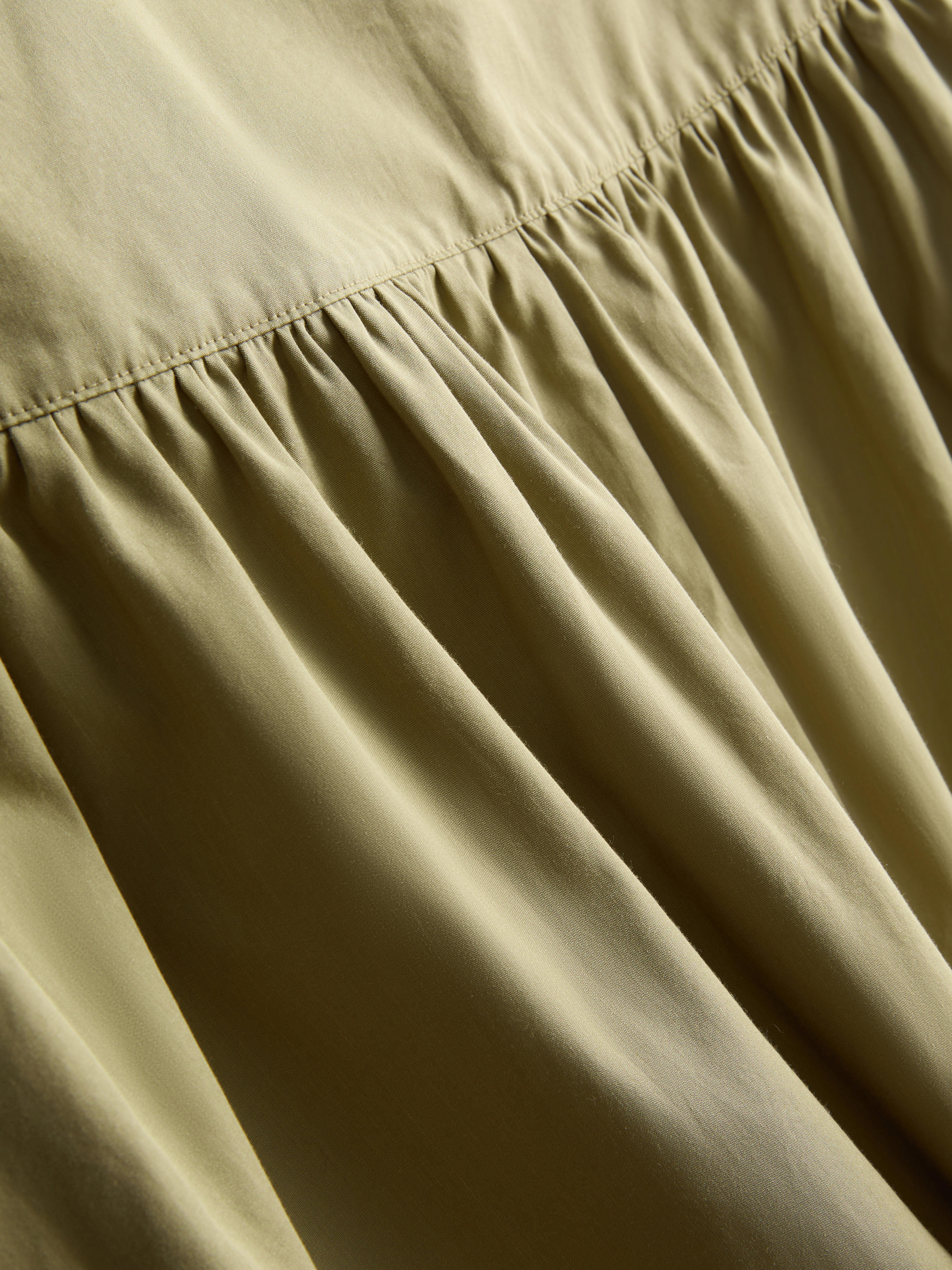 Cotton Drop Waist Poplin Midi Skirt