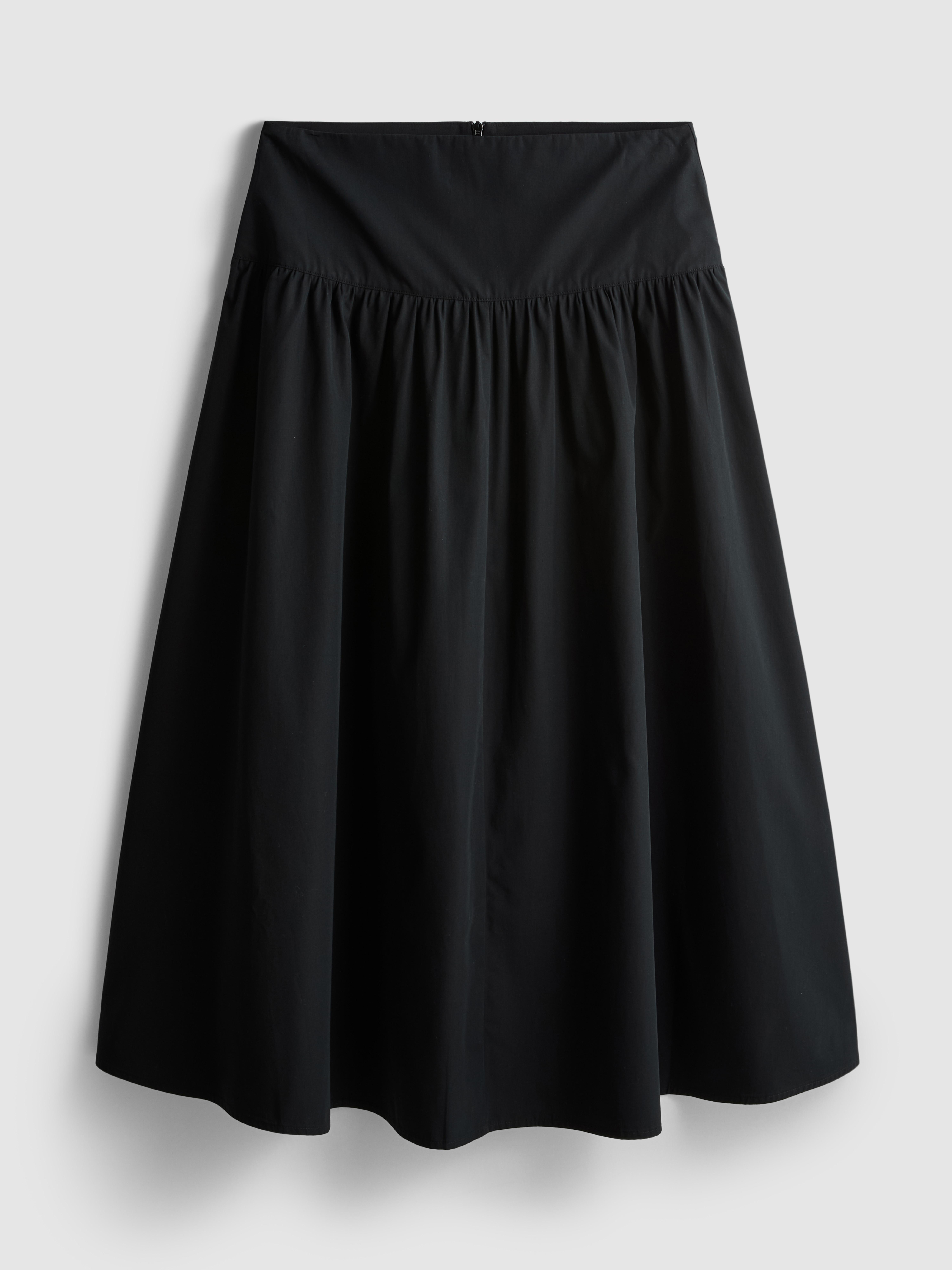 Katoenen popeline midi-rok met lage taille