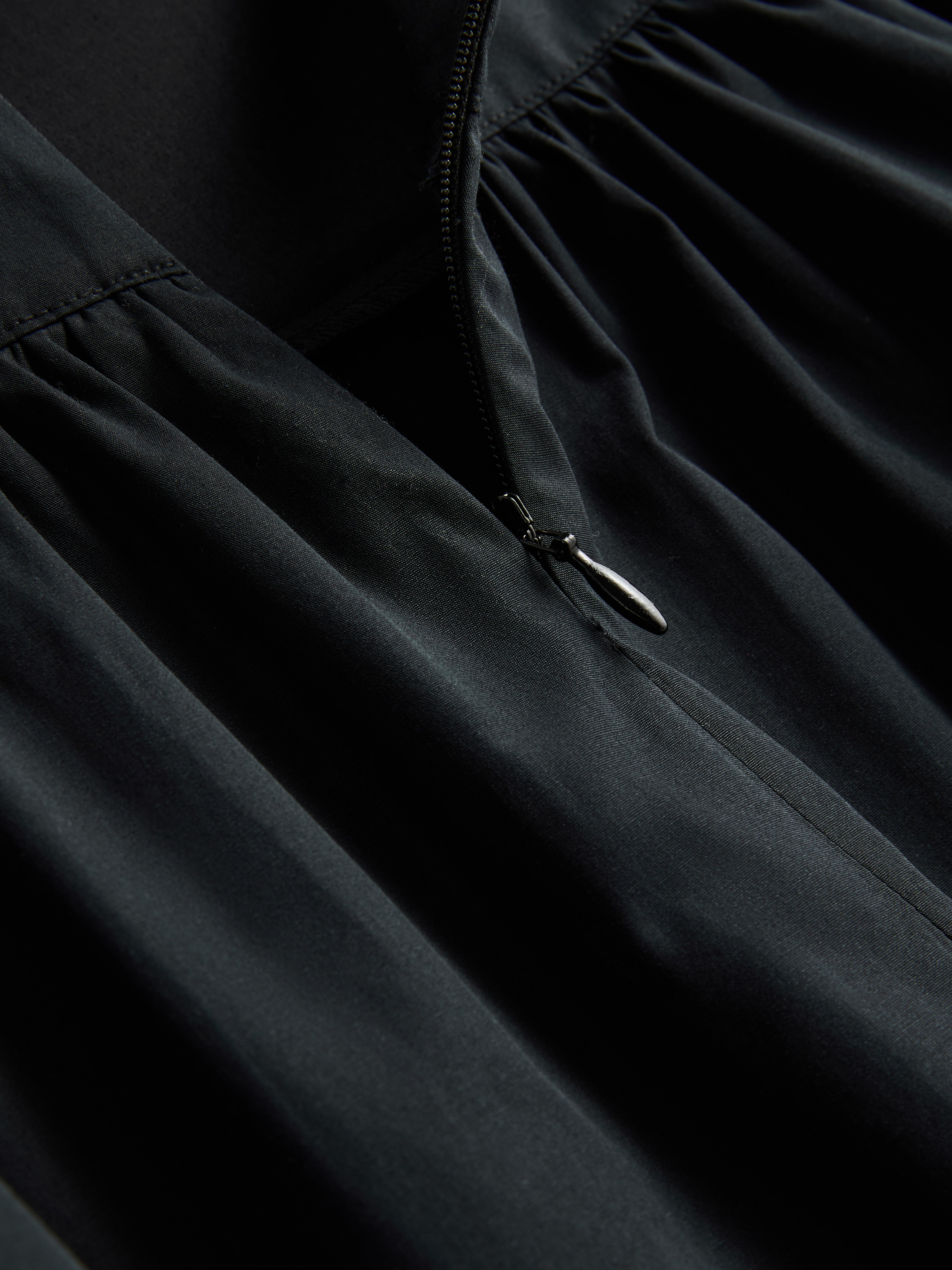 Katoenen popeline midi-rok met lage taille