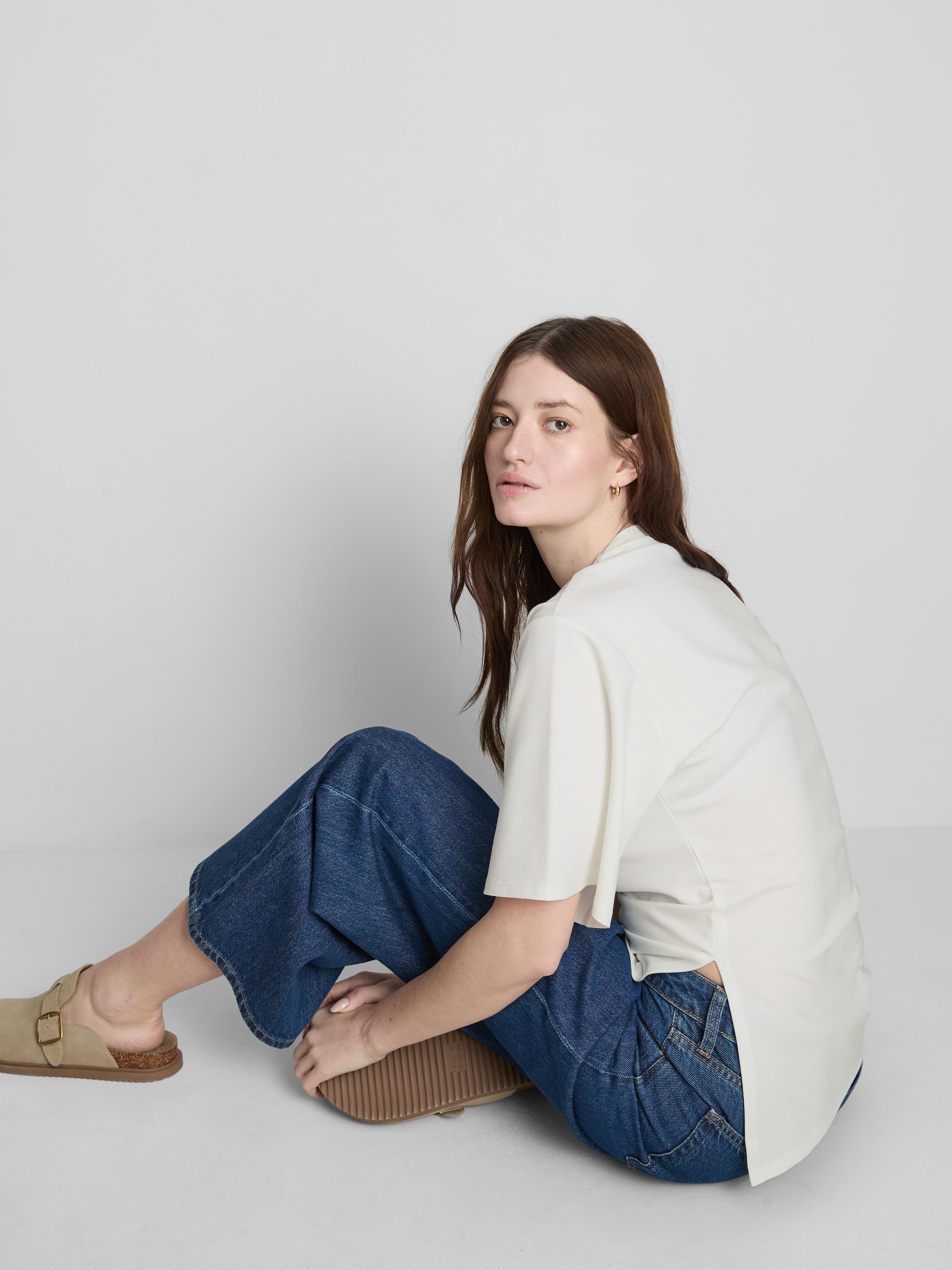 Asymmetrisch T-shirt met rimpeldetails The Edit