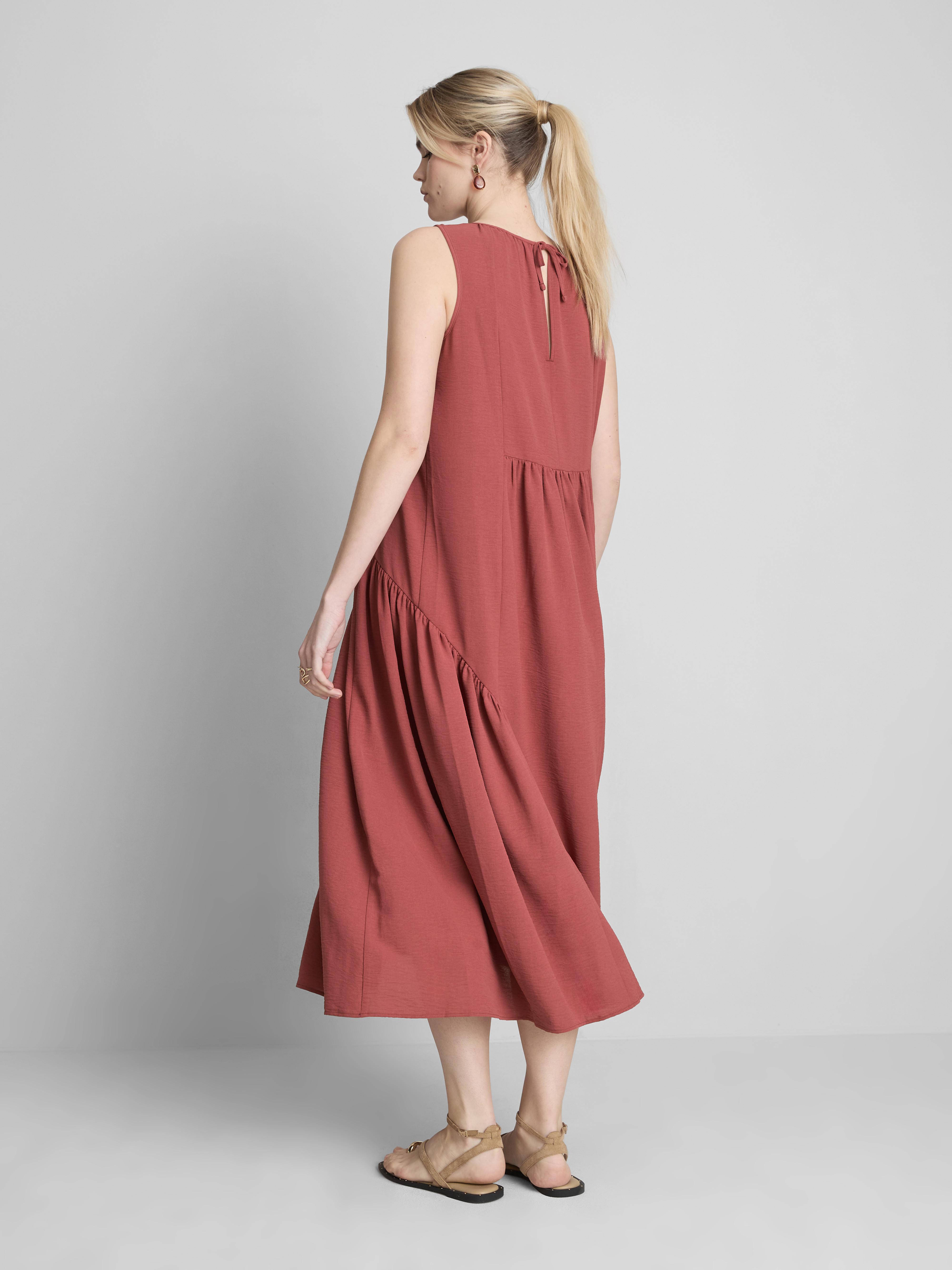 Women's Dark Red Sleeveless Trapeze Midi Dress | Primark