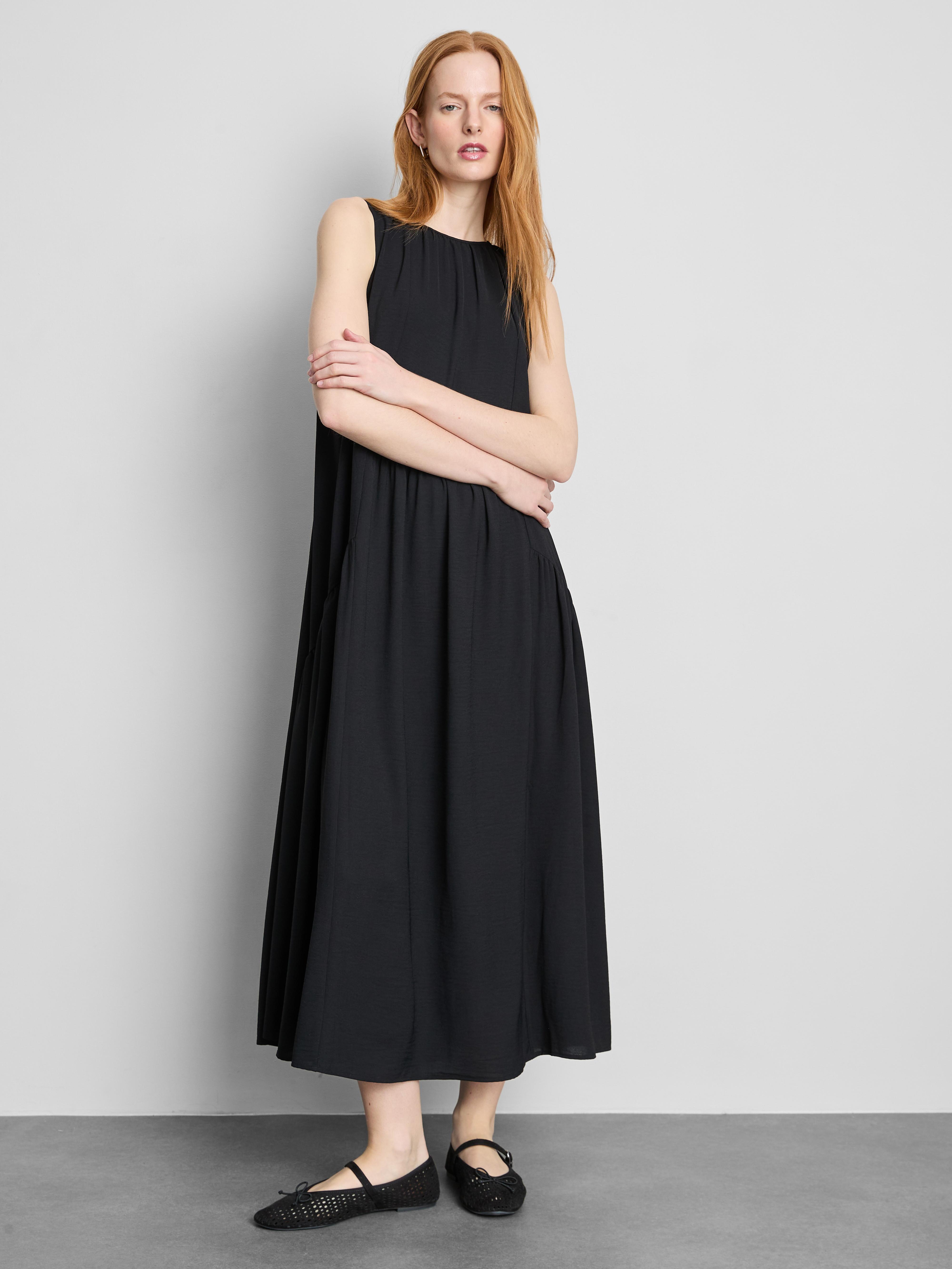 Sleeveless Trapeze Midi Dress