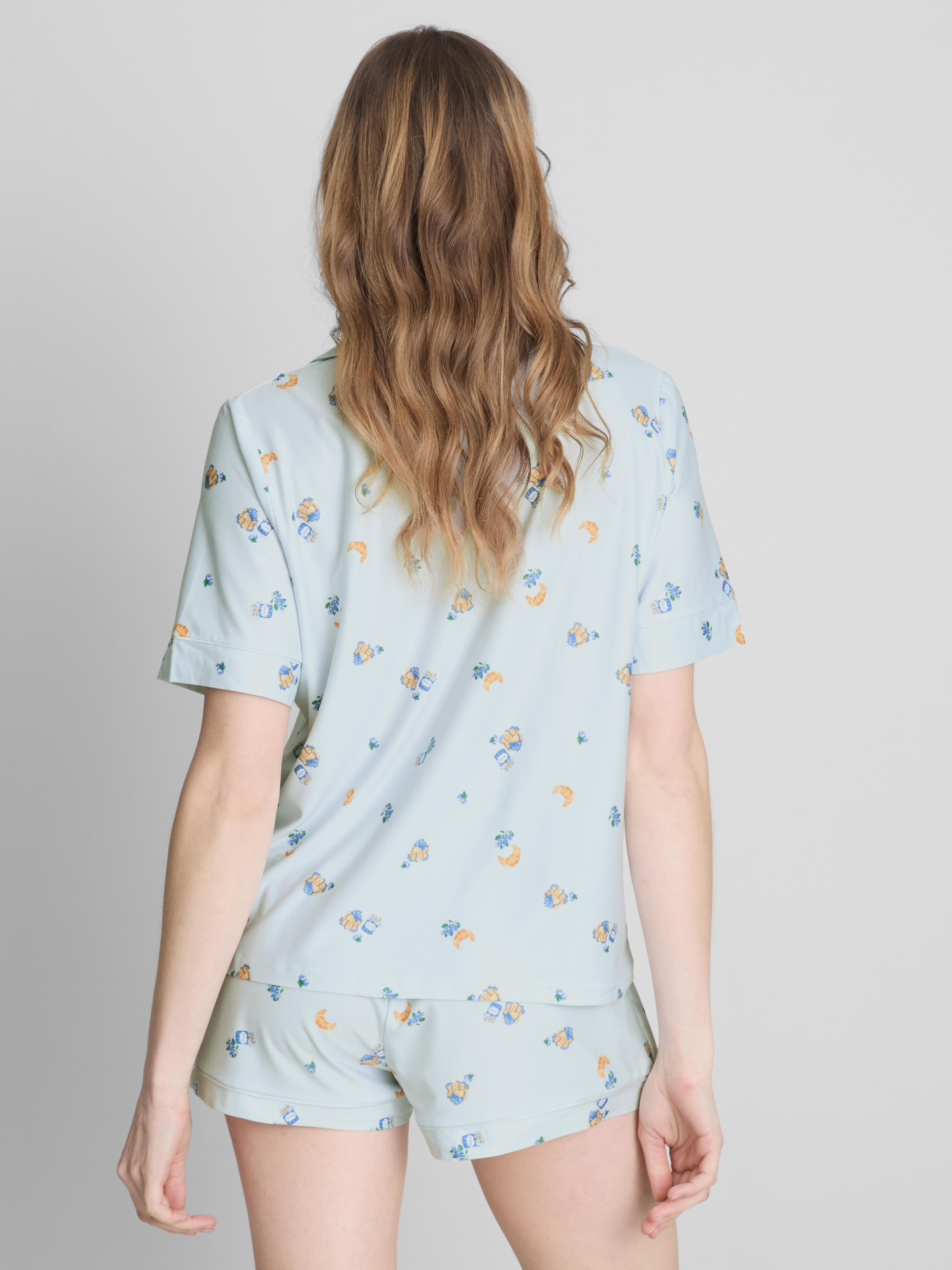 Kurzer Boyfriend-Schlafanzug mit Frühstücks-Print