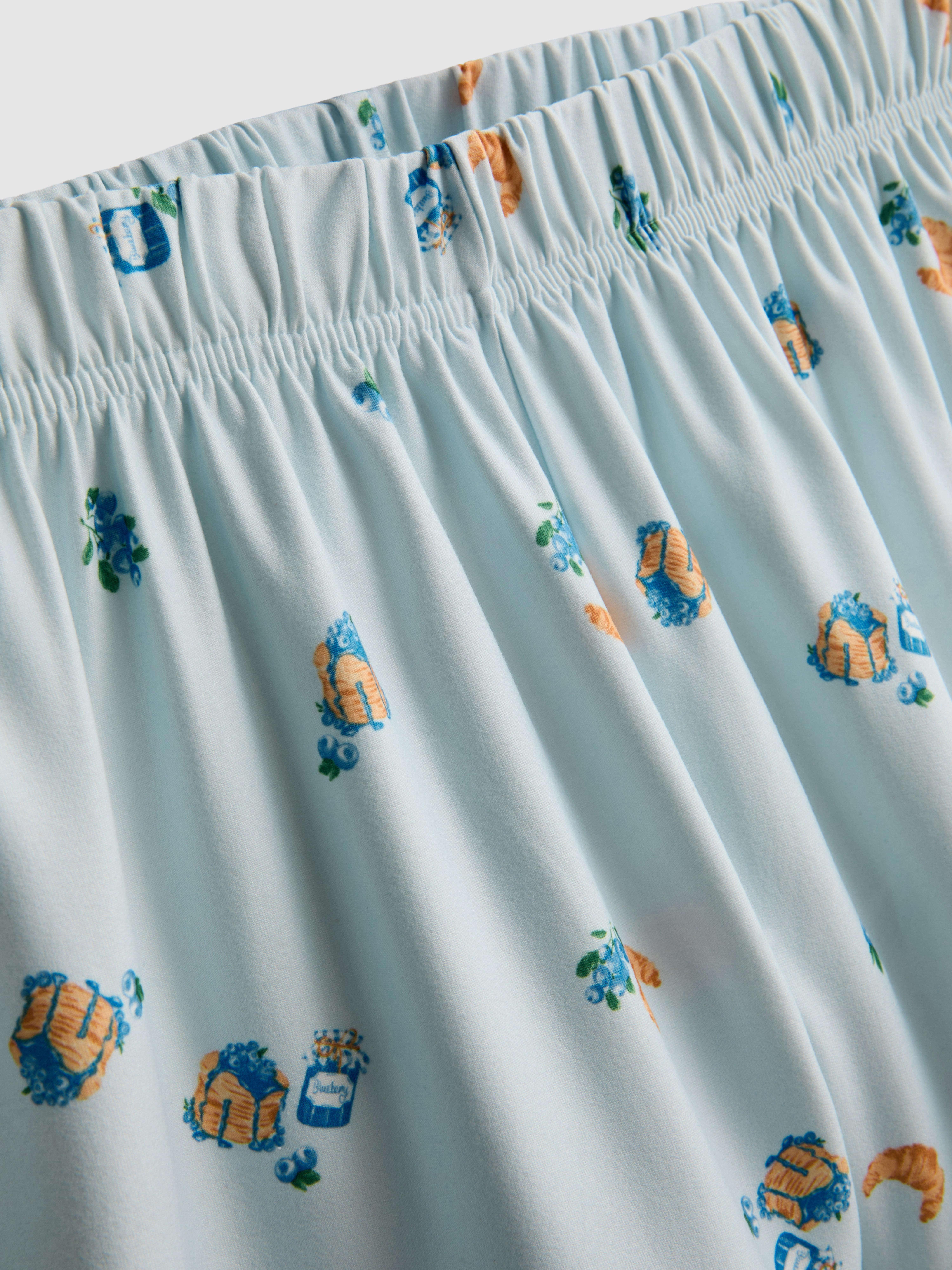 Breakfast Print Shorty Boyfriend Pajamas