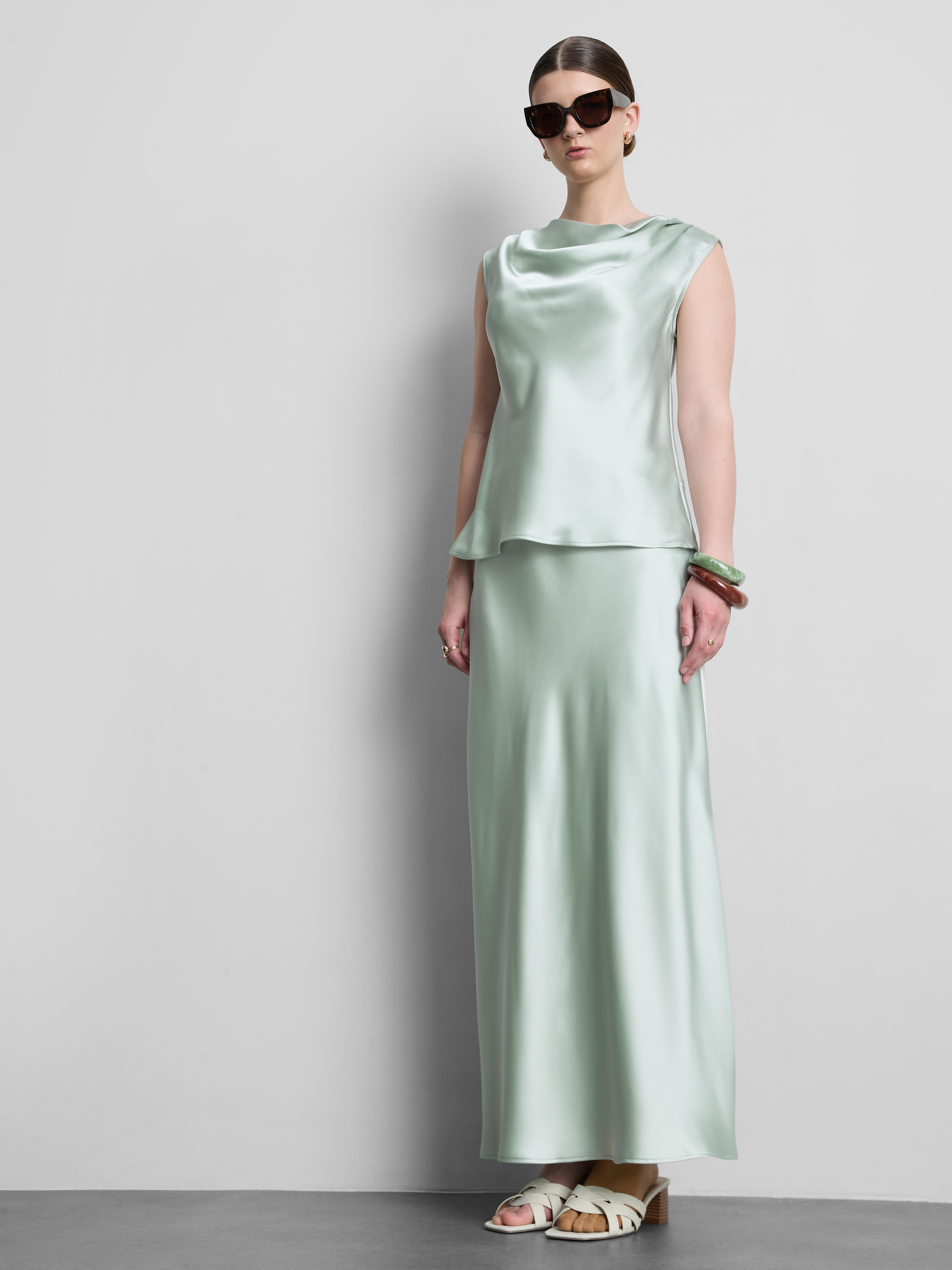 Satin Cowl Neck Blouse