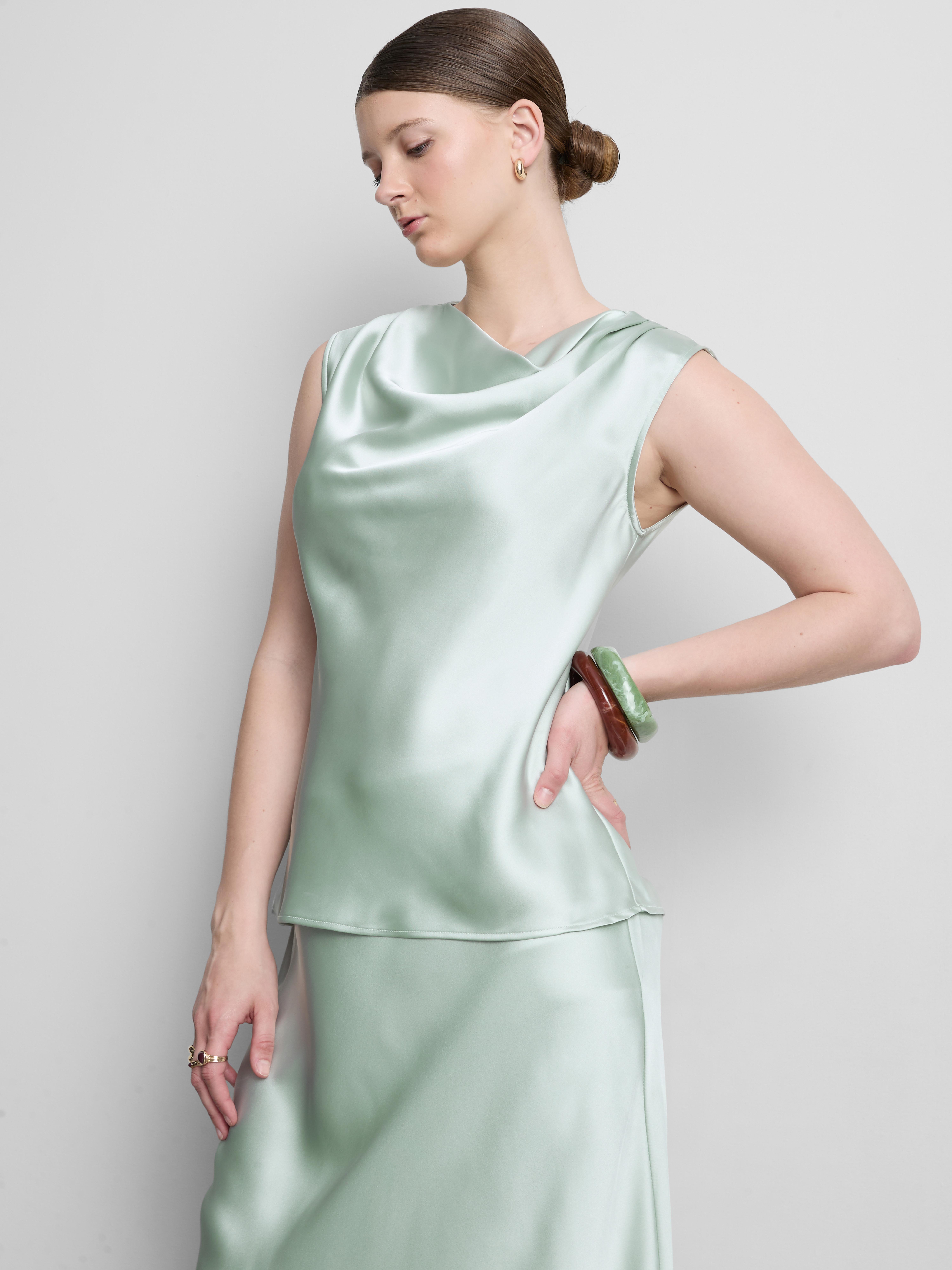 Satin Cowl Neck Blouse