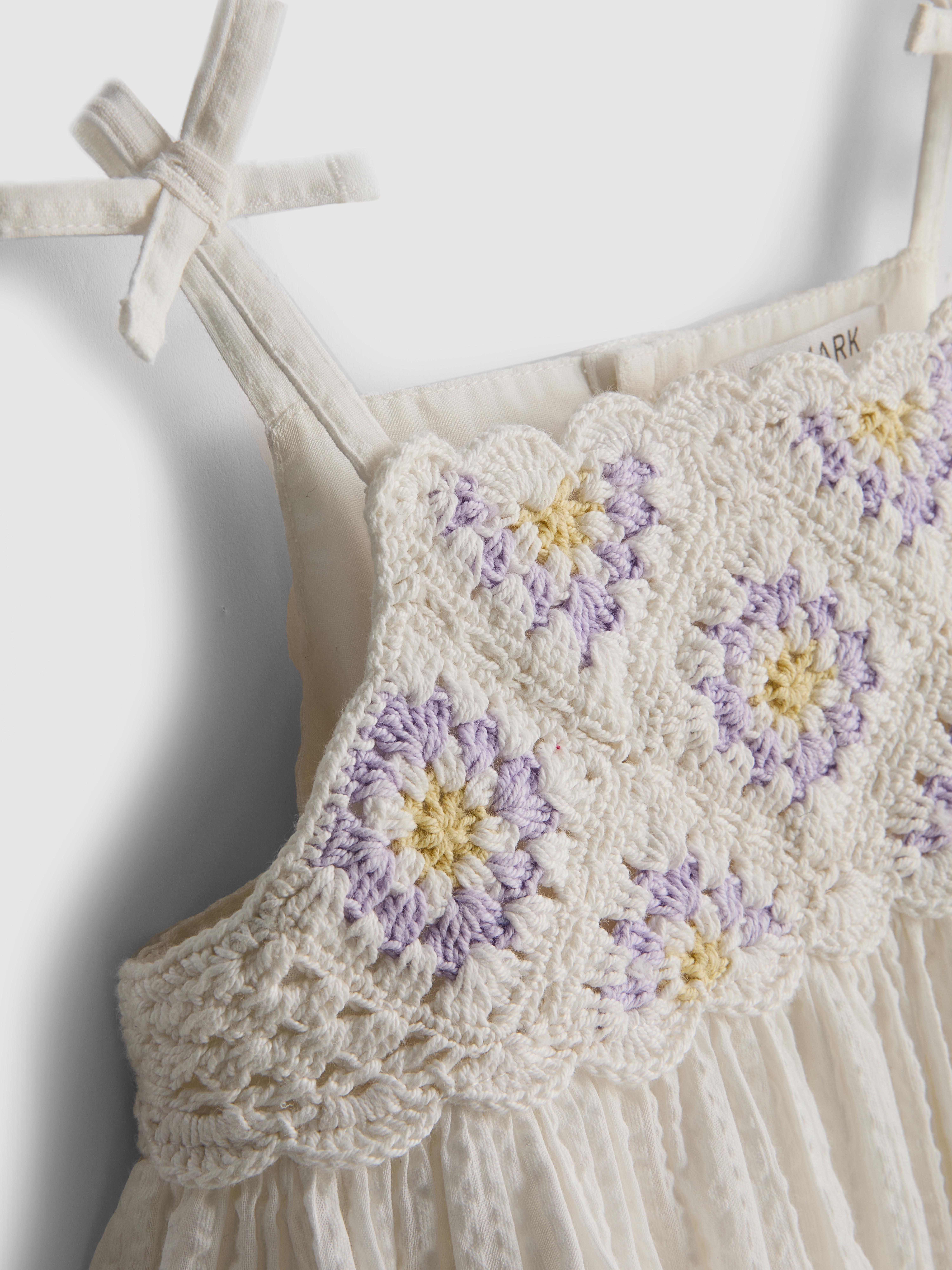 Baby Girls White 0-18mths | Crochet Newborn Smock Dress | Primark